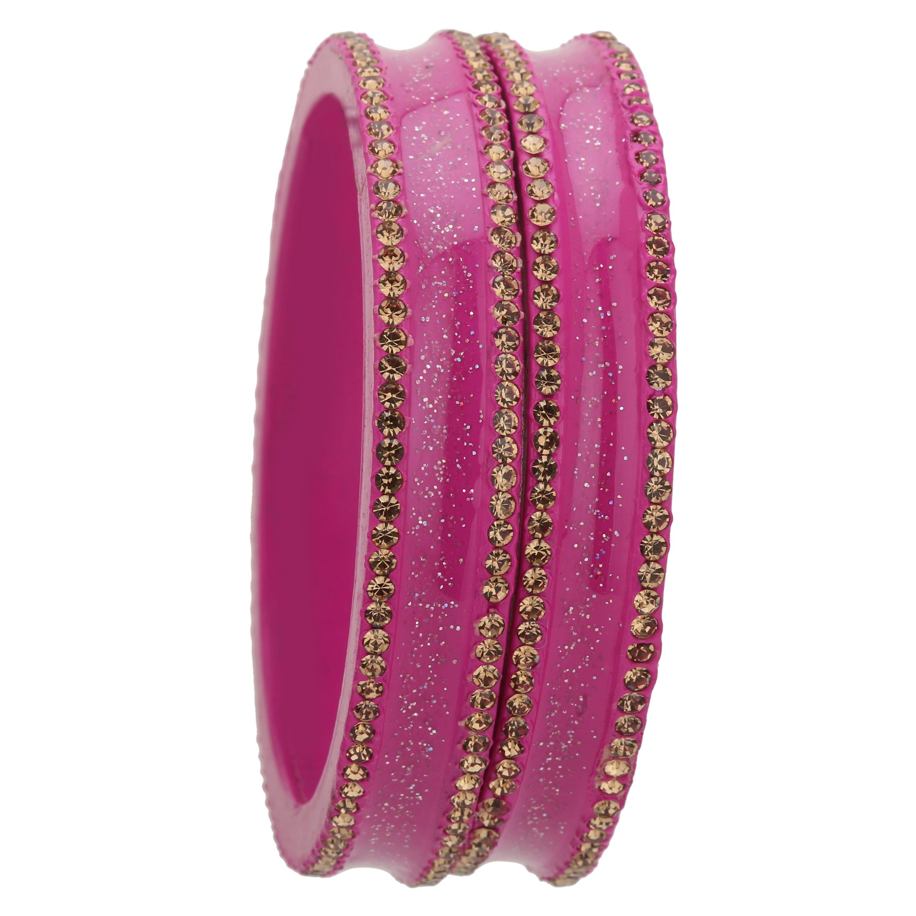 Sukriti Rajasthani Elegant Magenta Lac Bangles for Women - Set of 2