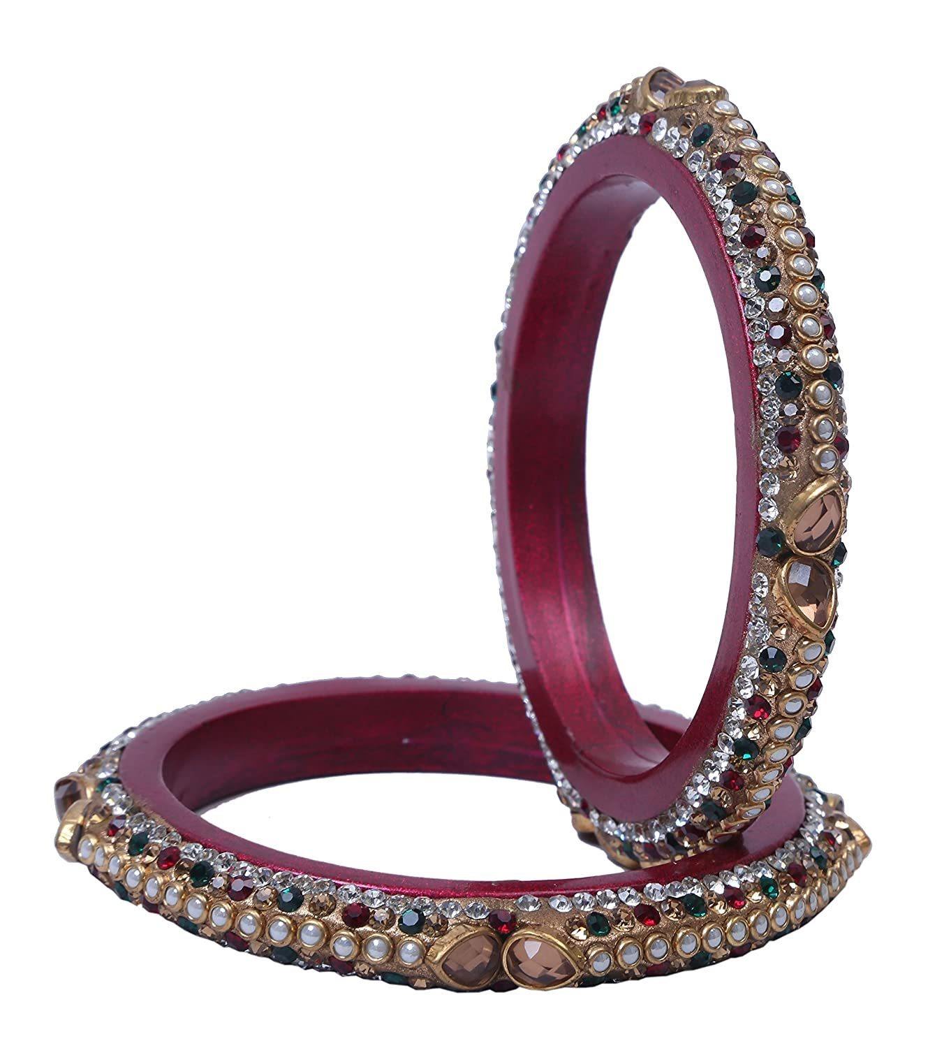 Sukriti Rajasthani Elegant Maroon Lac Bangadi Bangle - Set of 2