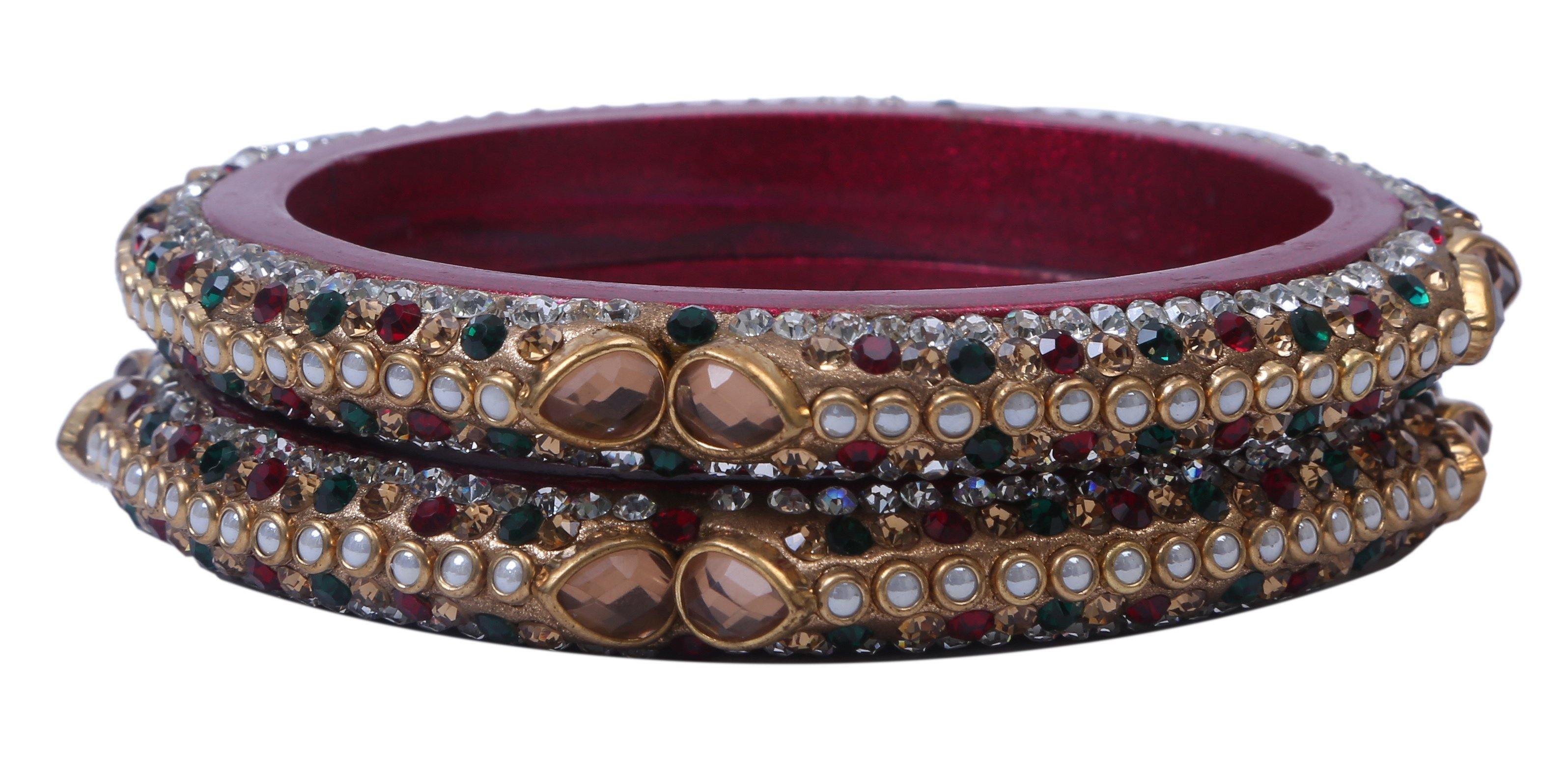 Sukriti Rajasthani Elegant Maroon Lac Bangadi Bangle - Set of 2