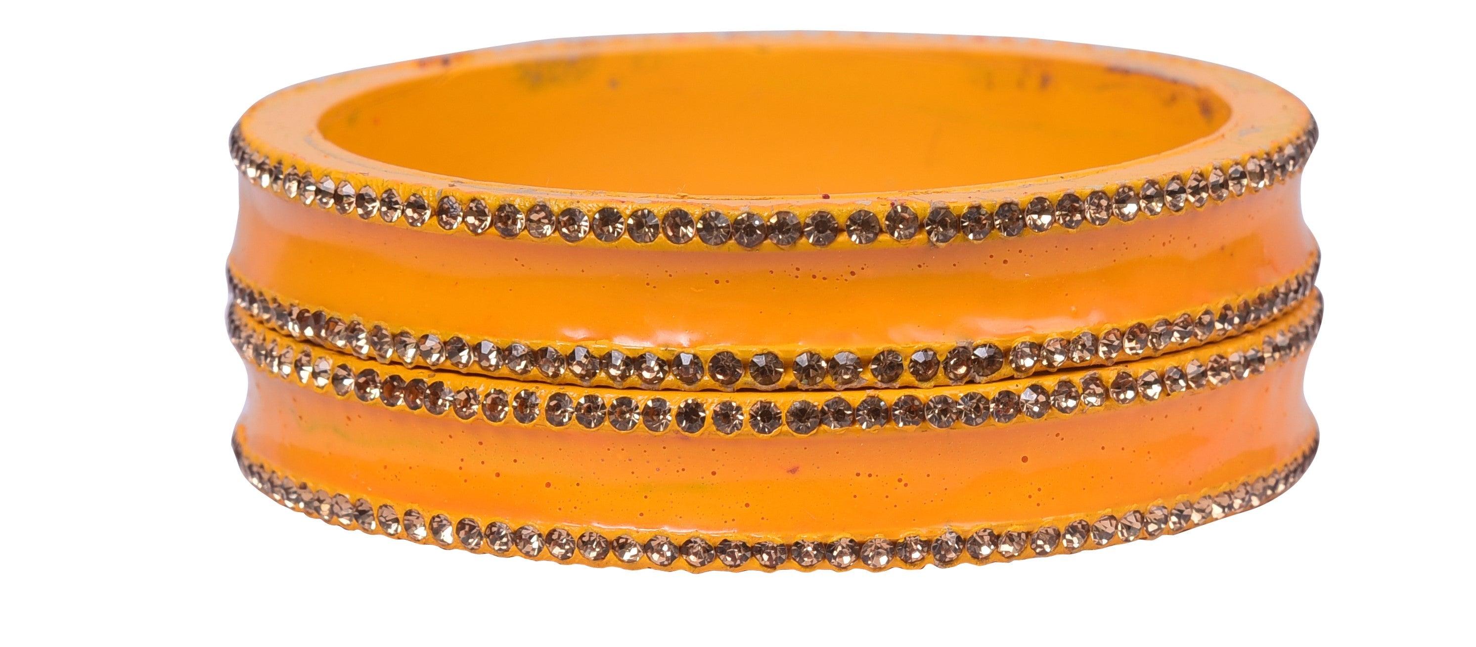 Sukriti Rajasthani Elegant Orange Lac Bangles for Women - Set of 2