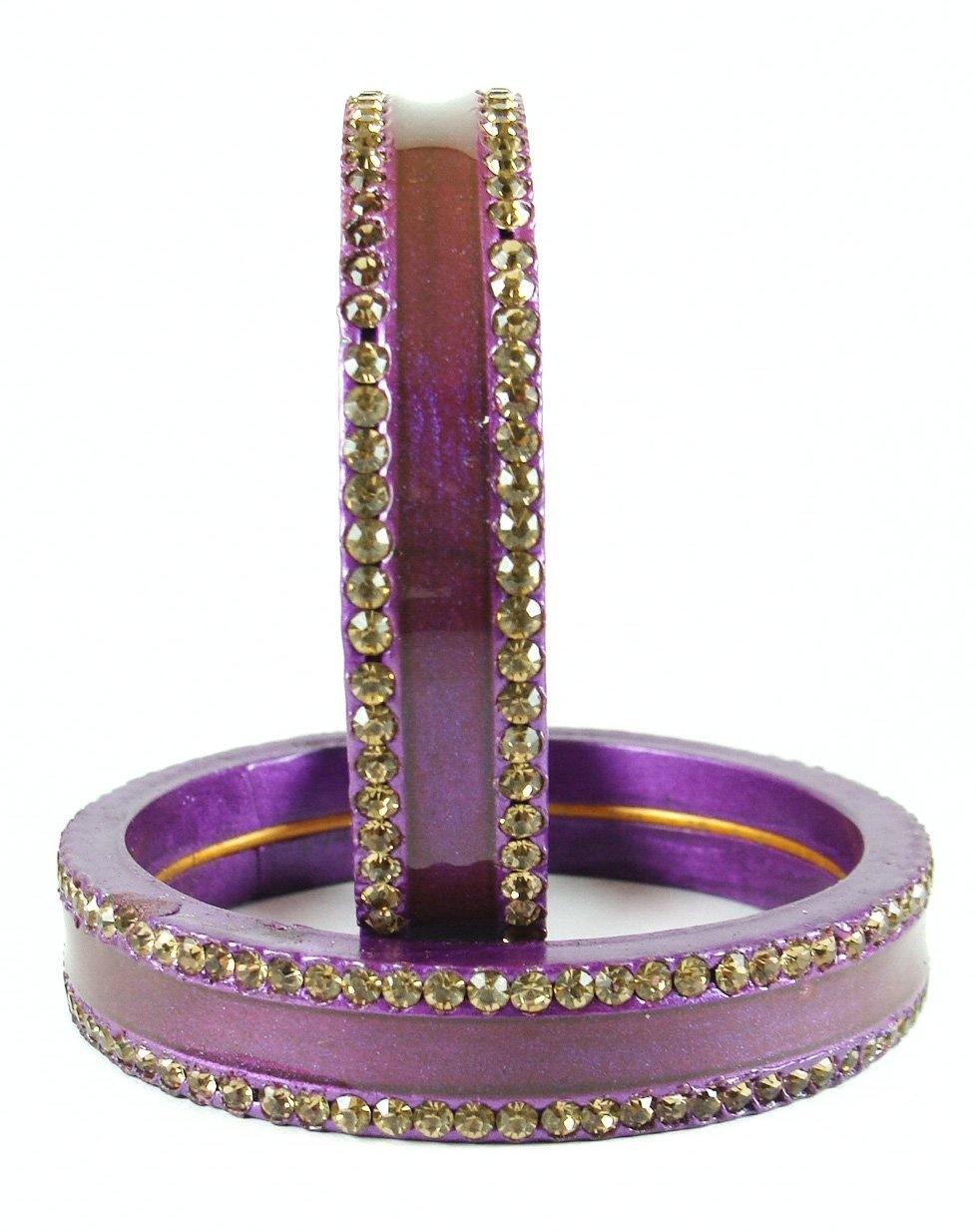 Sukriti Rajasthani Elegant Purple Lac Bangles for Women - Set of 2