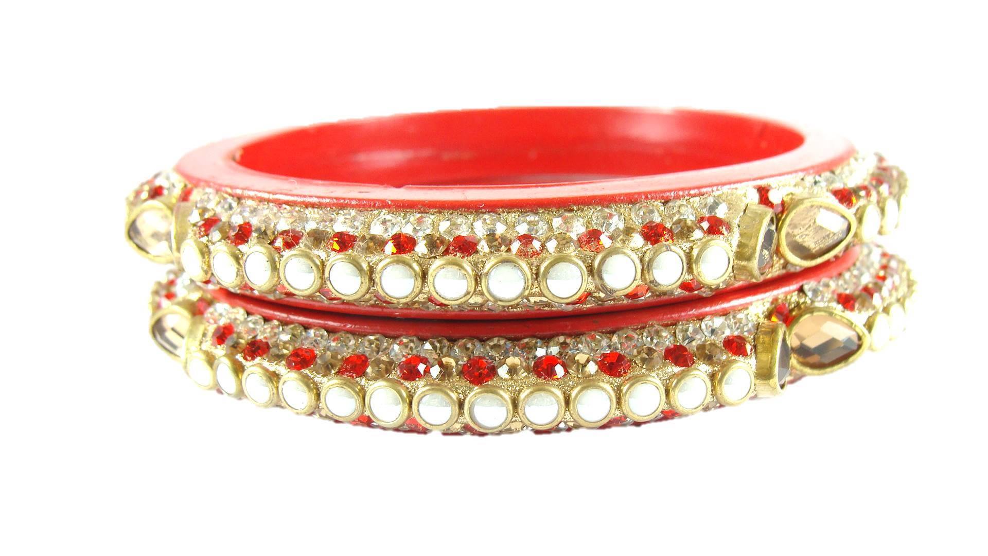 Sukriti Rajasthani Elegant Red Lac Bangadi Bangle - Set of 2