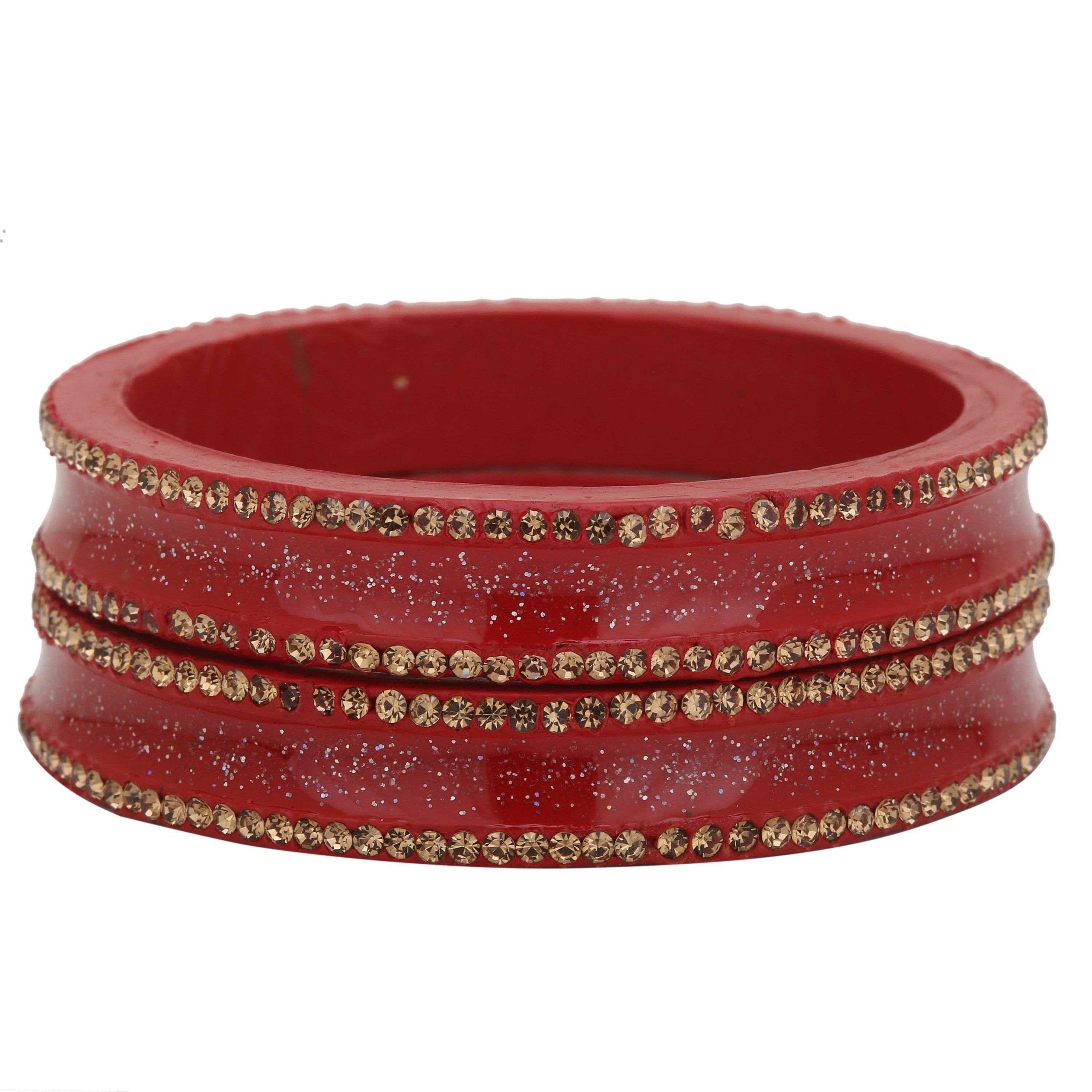 Sukriti Rajasthani Elegant Red Lac Bangles for Women - Set of 2