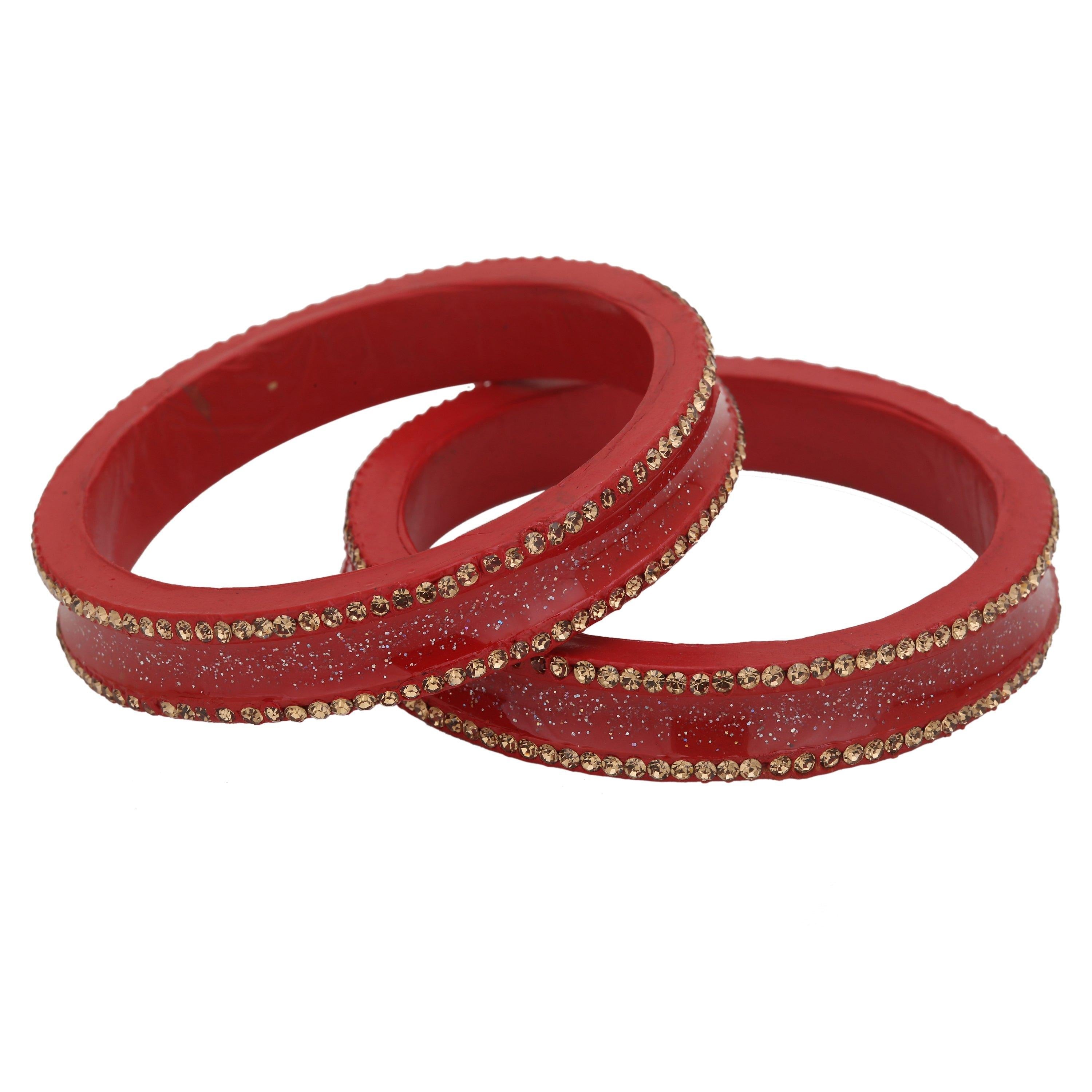 Sukriti Rajasthani Elegant Red Lac Bangles for Women - Set of 2