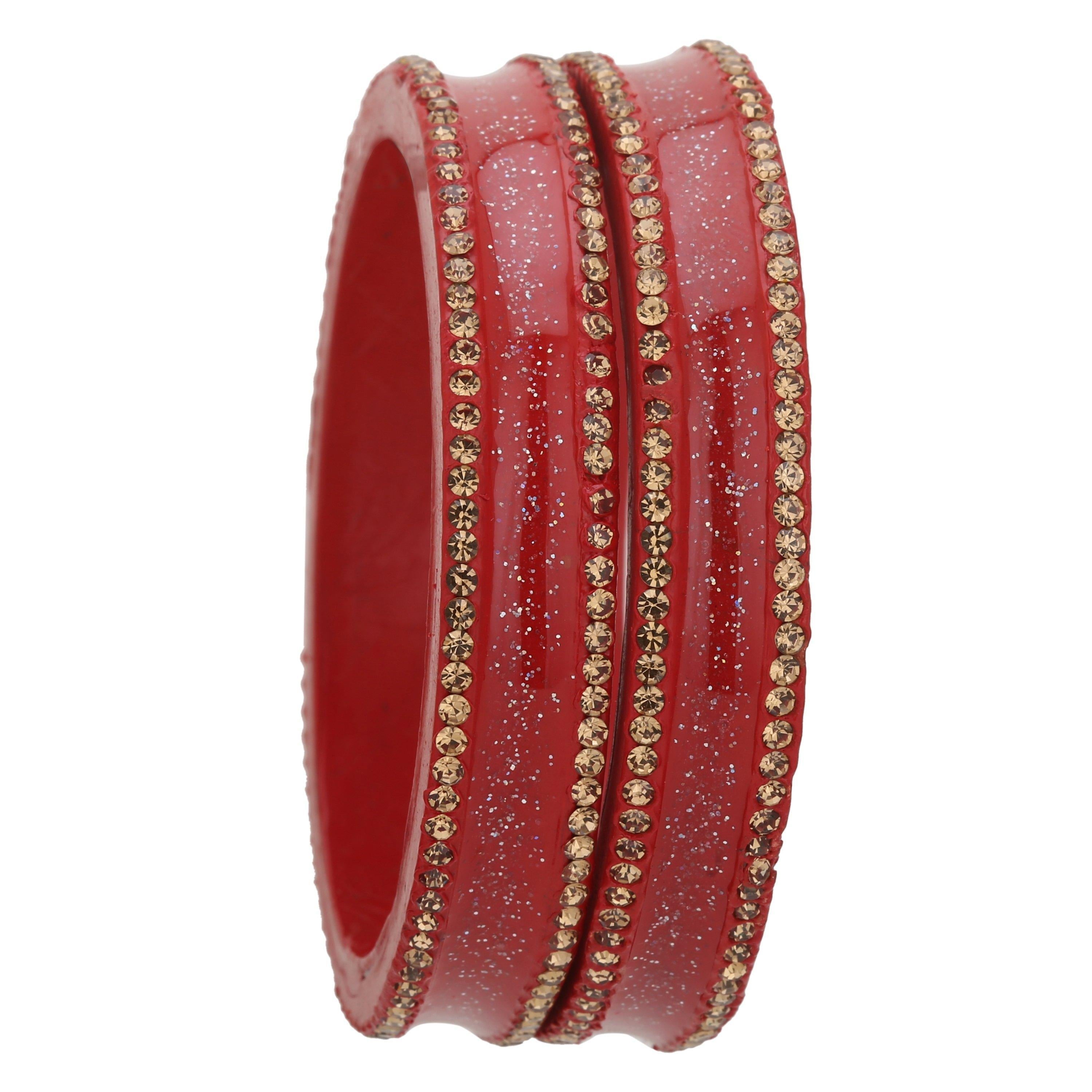 Sukriti Rajasthani Elegant Red Lac Bangles for Women - Set of 2