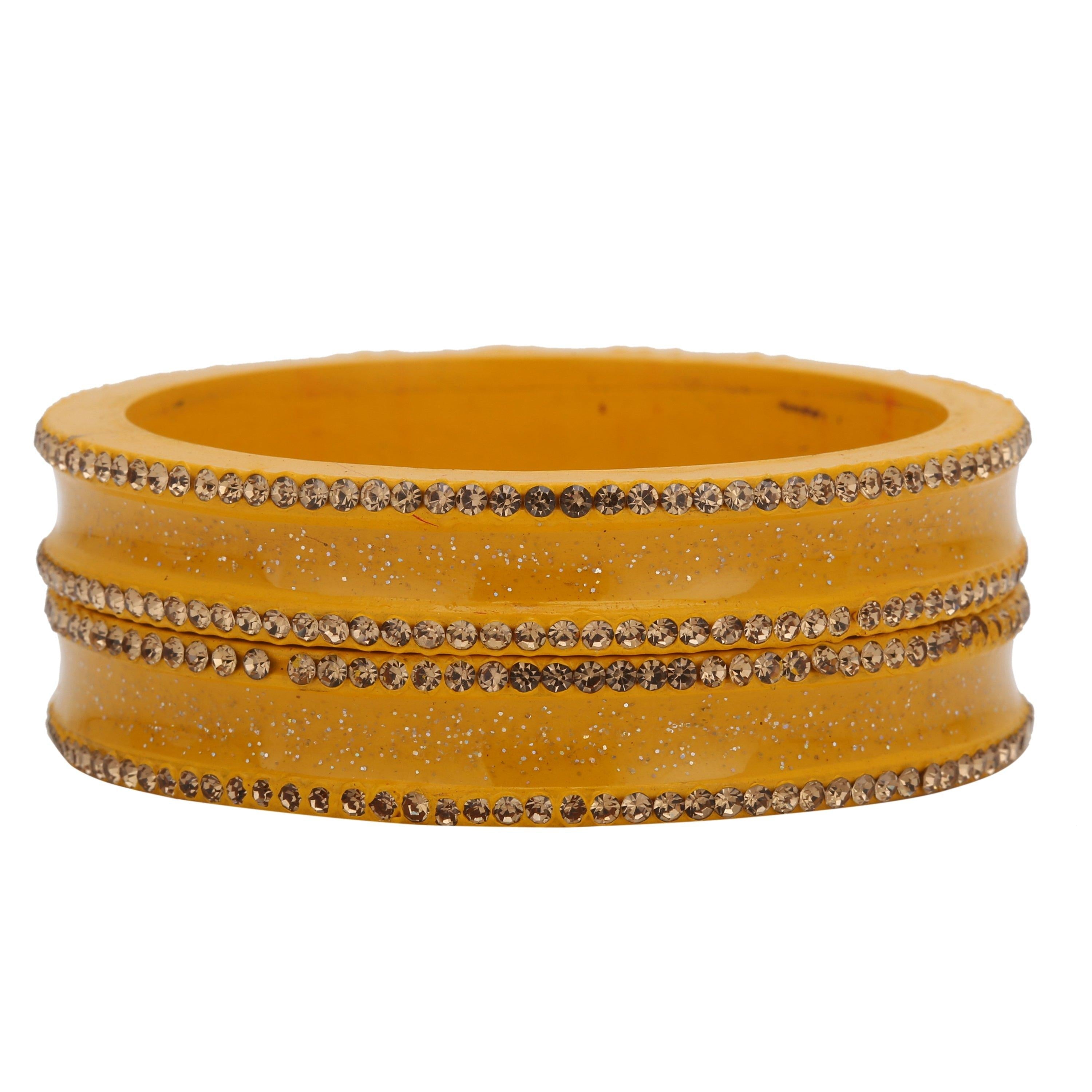 Sukriti Rajasthani Elegant Yellow Lac Bangles for Women - Set of 2