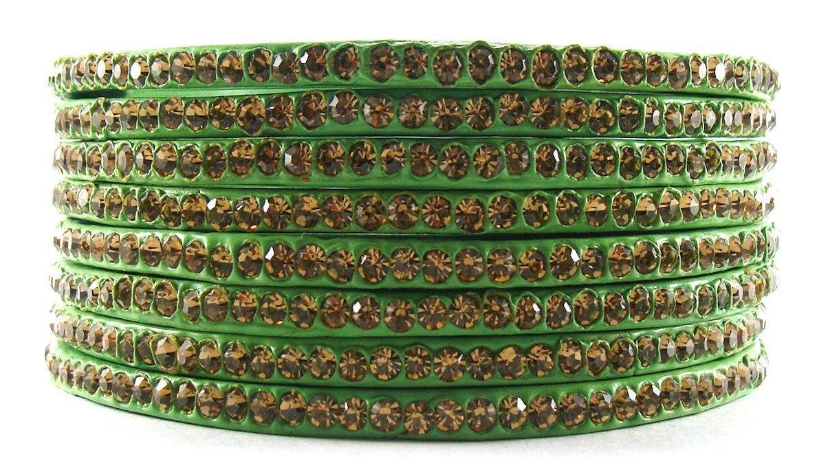 Sukriti Rajasthani Ethnic Green Lac Bangles for Women - Set of 8