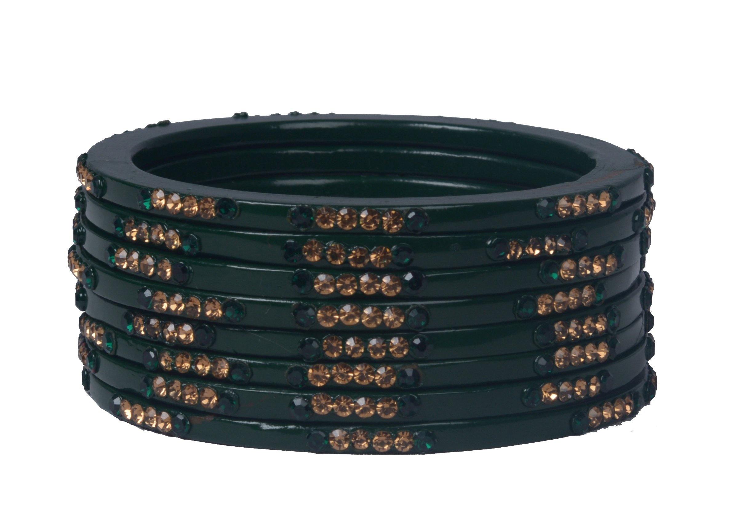 Sukriti Rajasthani Ethnic Handmade Green Lac Bangles Jewelry for Women - Set of 8