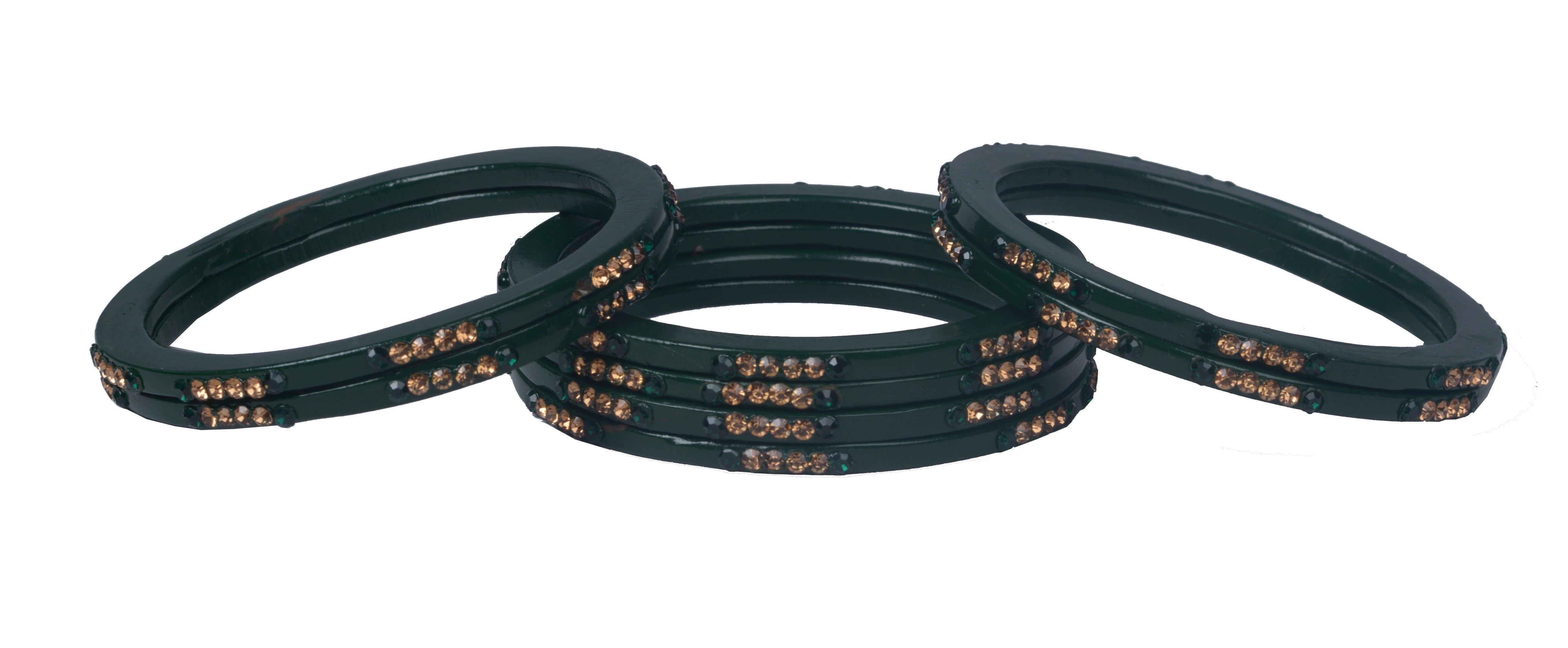 Sukriti Rajasthani Ethnic Handmade Green Lac Bangles Jewelry for Women - Set of 8