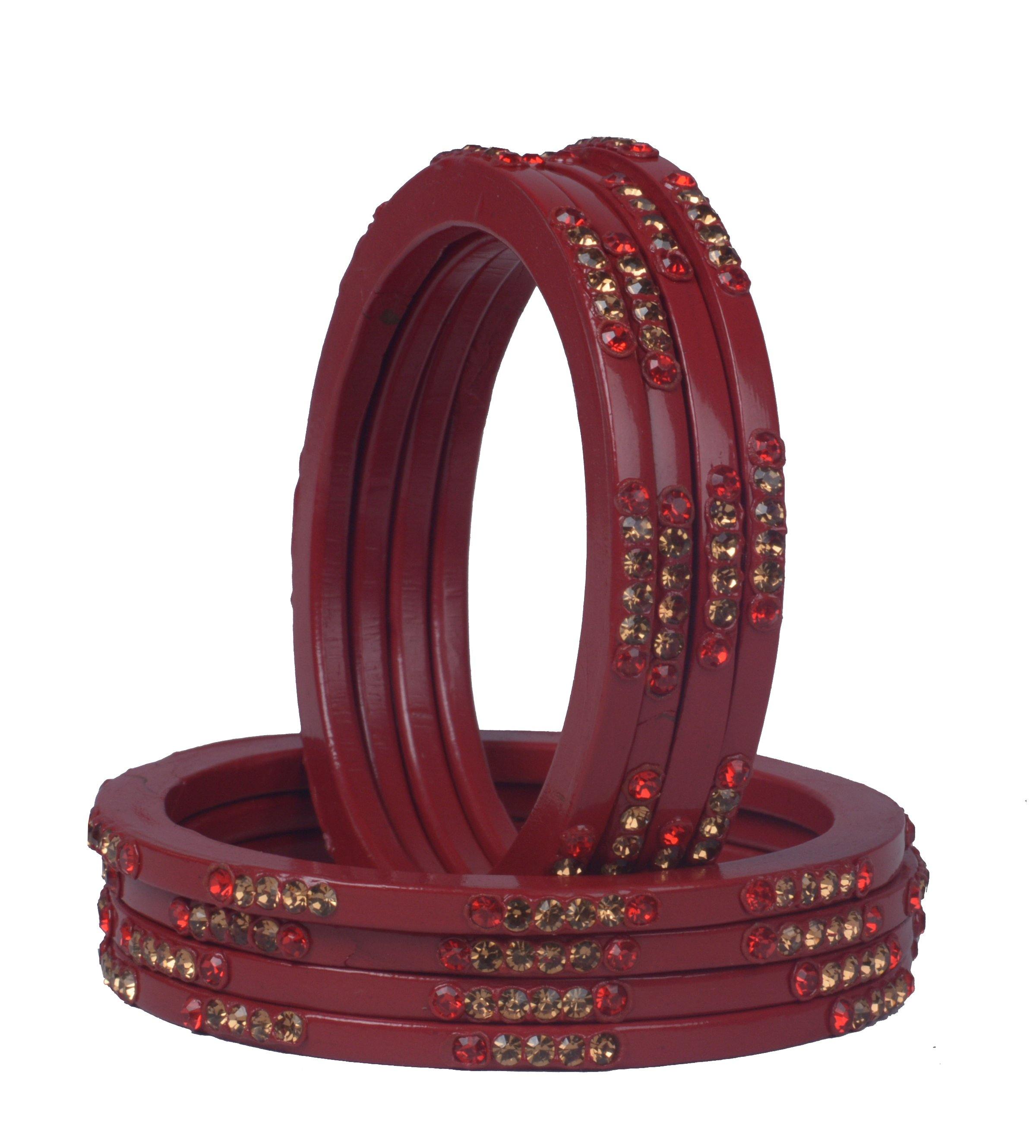 Sukriti Rajasthani Ethnic Handmade Red Lac Bangles Jewelry for Women - Set of 8