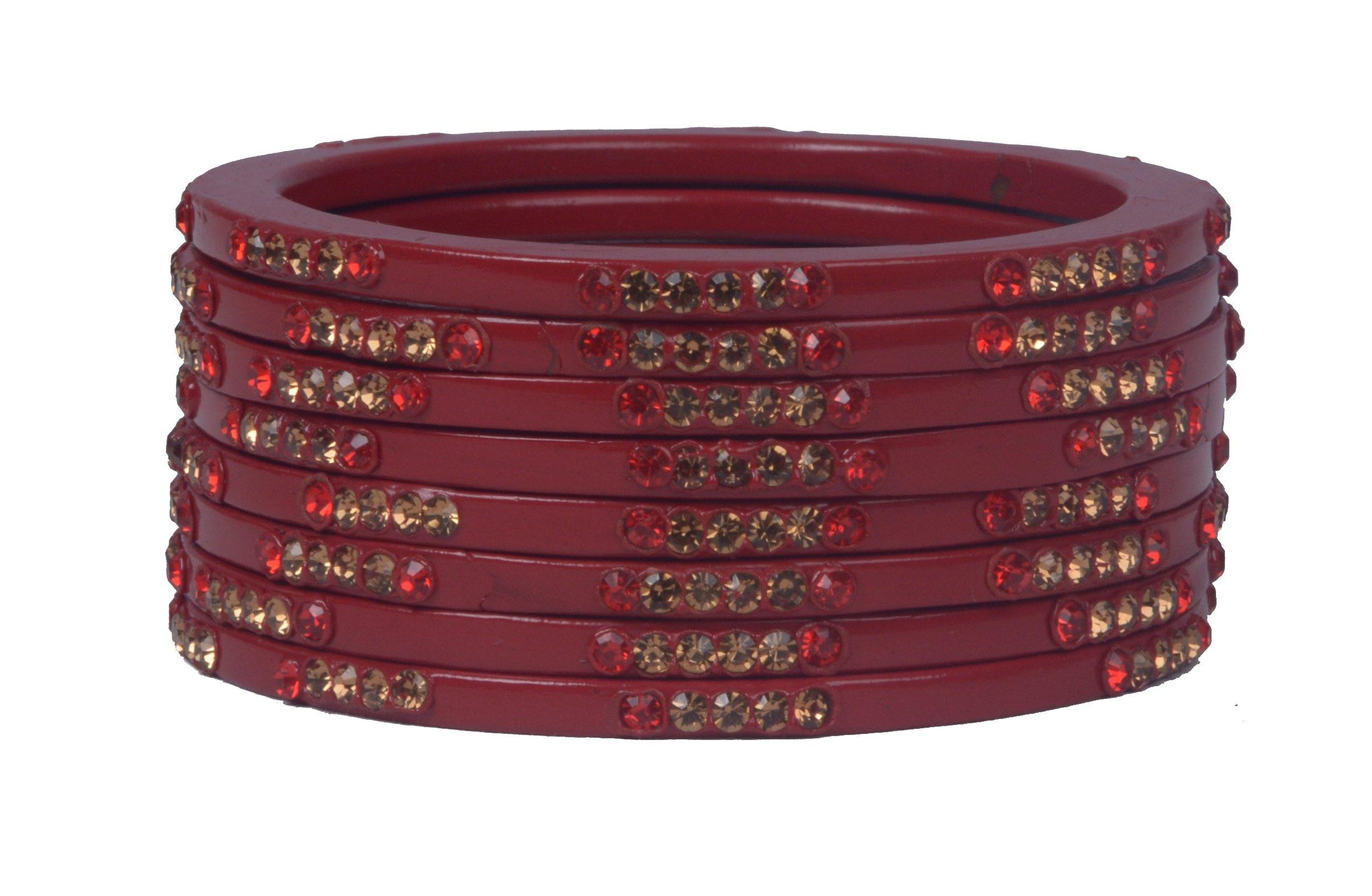 Sukriti Rajasthani Ethnic Handmade Red Lac Bangles Jewelry for Women - Set of 8