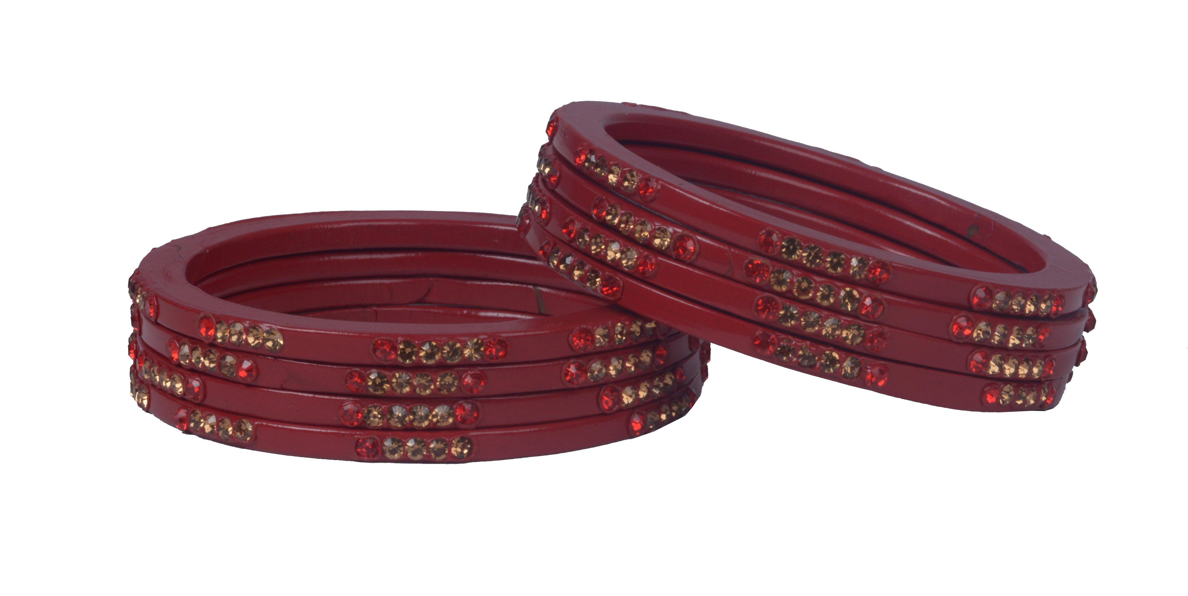 Sukriti Rajasthani Ethnic Handmade Red Lac Bangles Jewelry for Women - Set of 8
