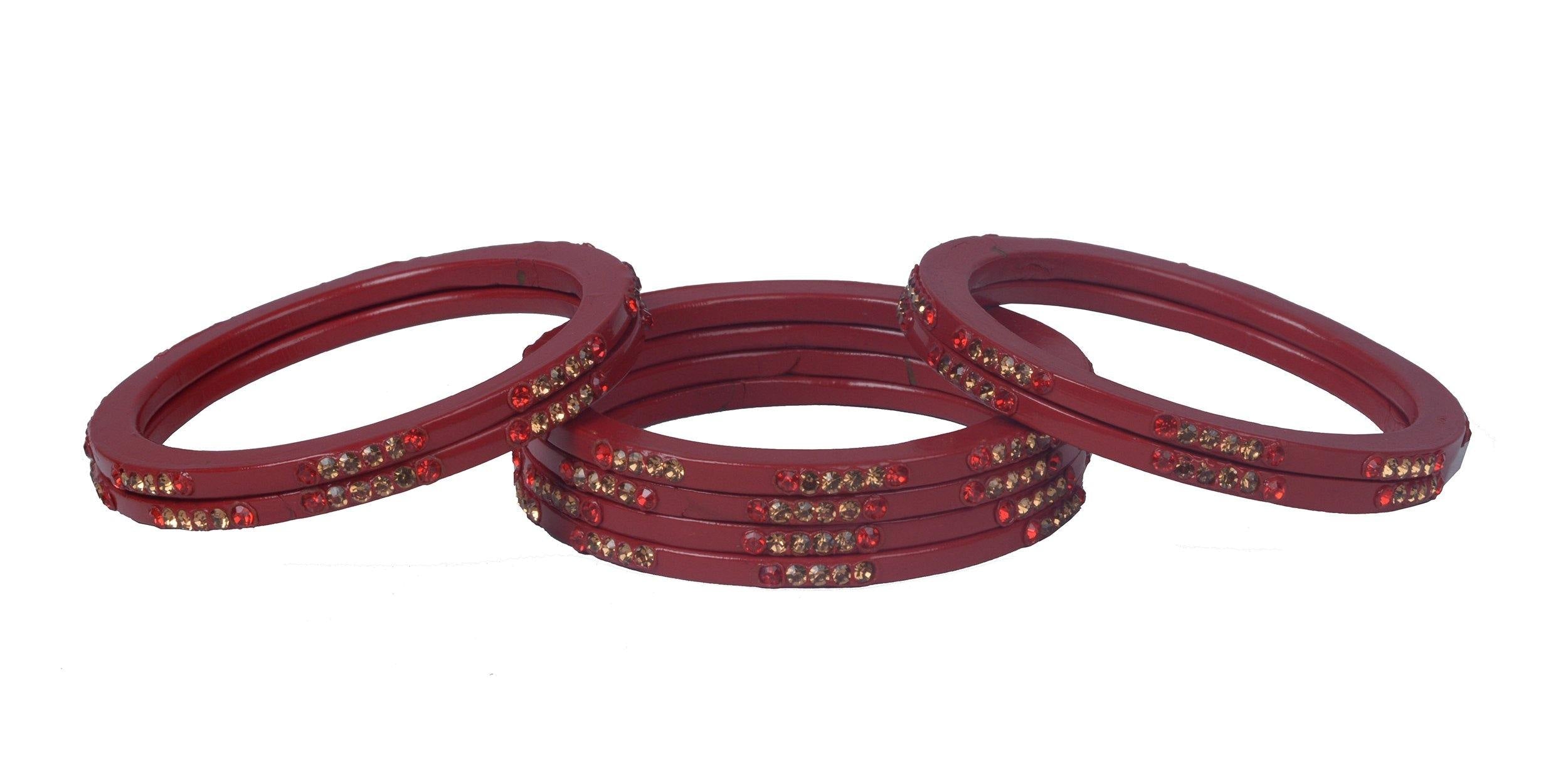 Sukriti Rajasthani Ethnic Handmade Red Lac Bangles Jewelry for Women - Set of 8