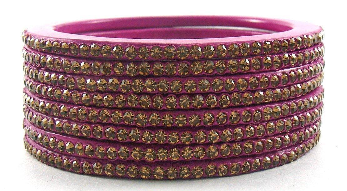 Sukriti Rajasthani Ethnic Magenta Lac Bangles for Women- Set of 8