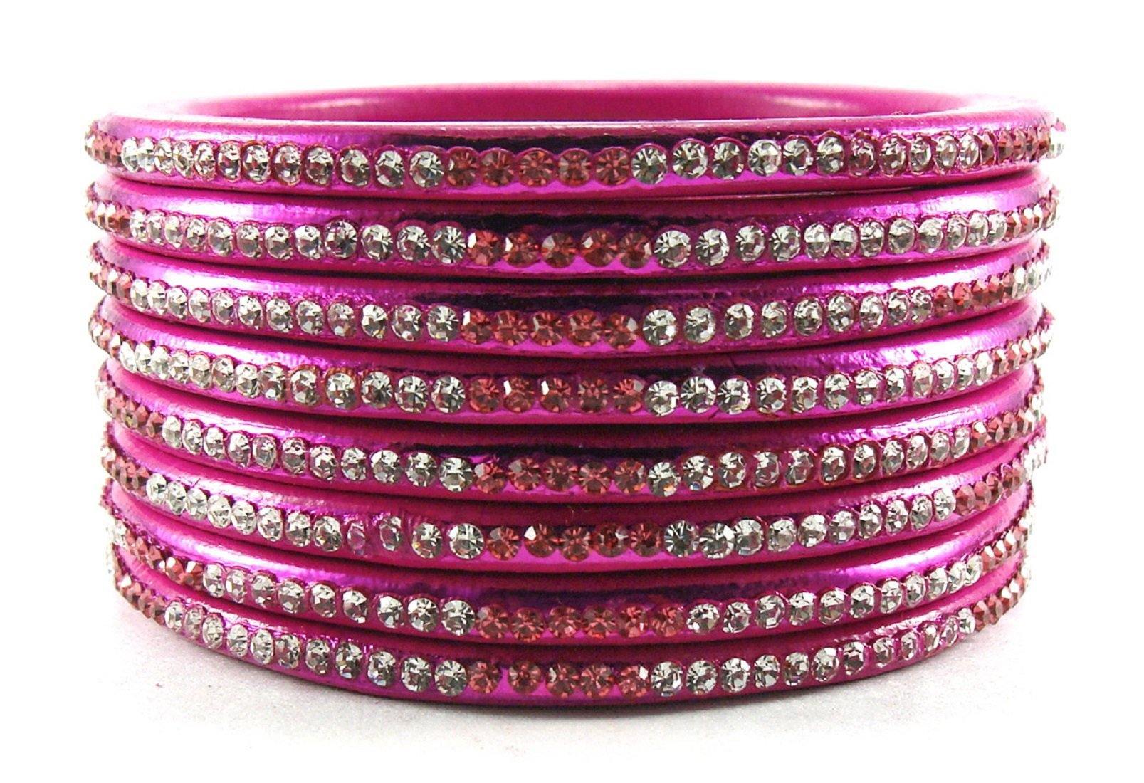 Sukriti Rajasthani Ethnic Magenta Lac Bangles for Women - Set of 8