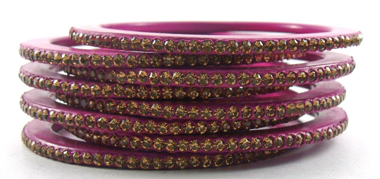 Sukriti Rajasthani Ethnic Magenta Lac Bangles for Women- Set of 8