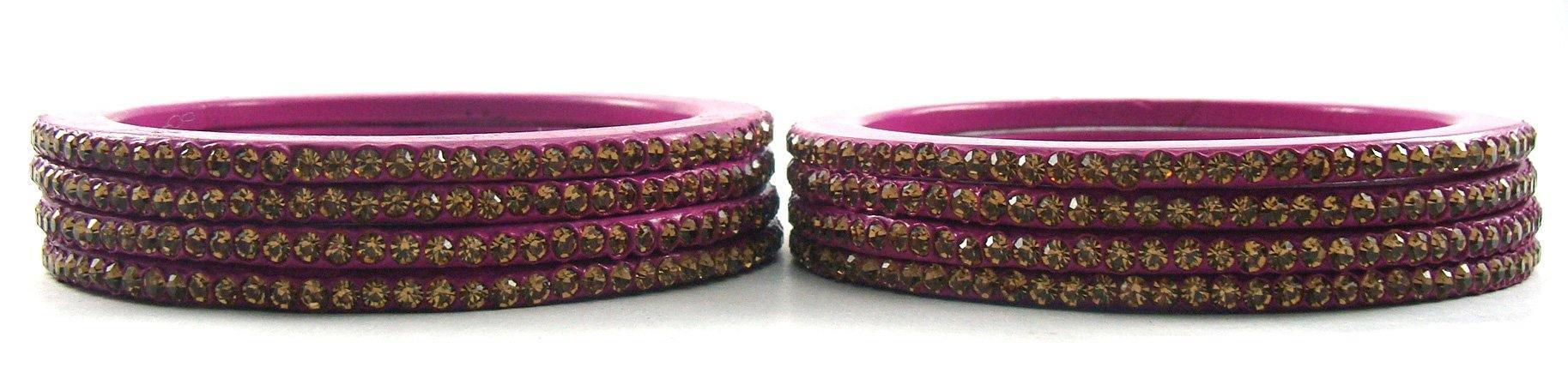 Sukriti Rajasthani Ethnic Magenta Lac Bangles for Women- Set of 8