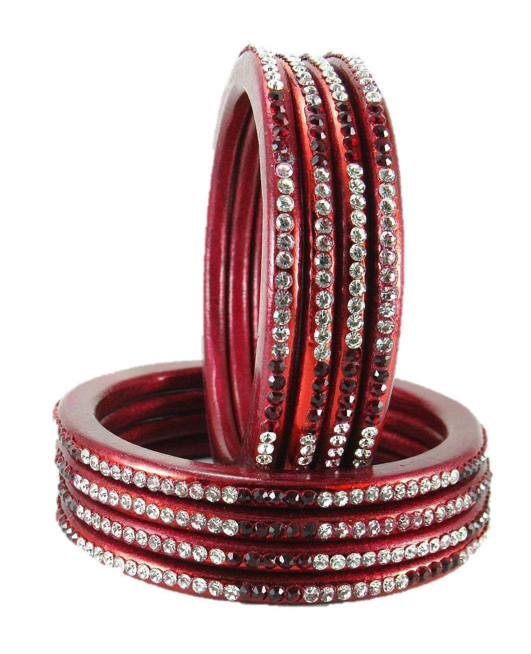 Sukriti Rajasthani Ethnic Maroon Lac Bangles for Women - Set of 8