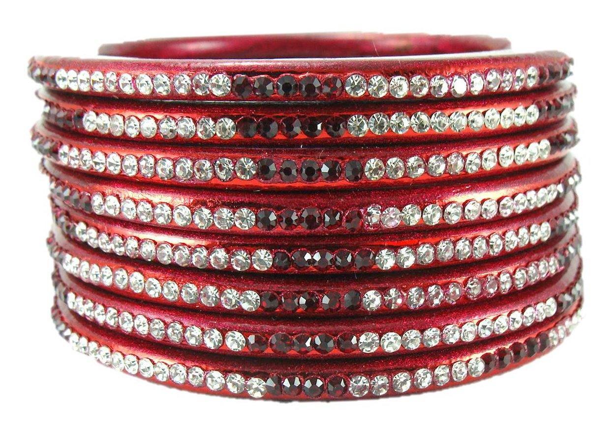 Sukriti Rajasthani Ethnic Maroon Lac Bangles for Women - Set of 8