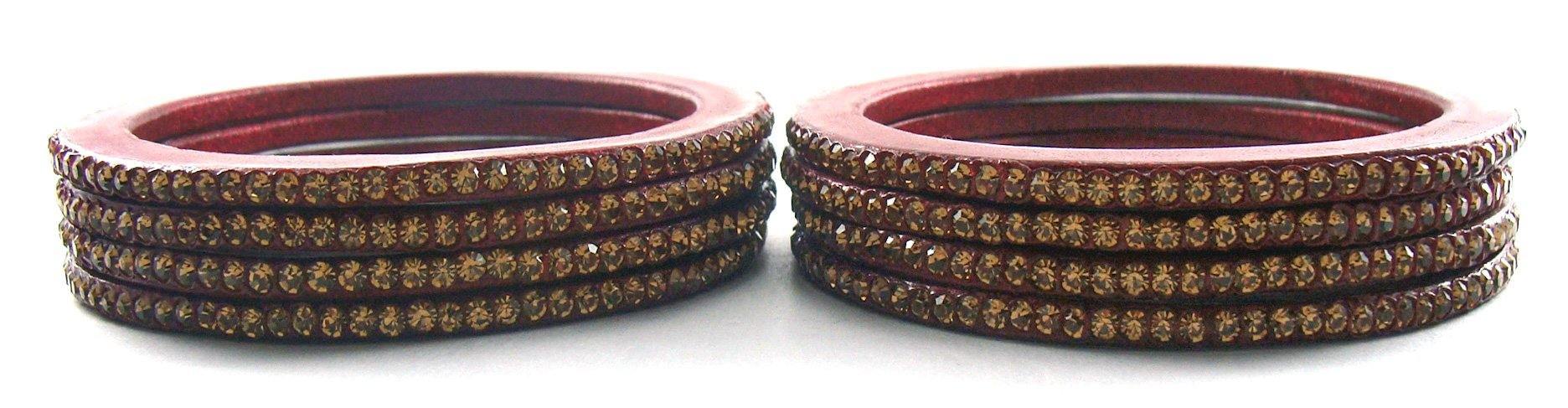 Sukriti Rajasthani Ethnic Maroon Lac Bangles for Women - Set of 8