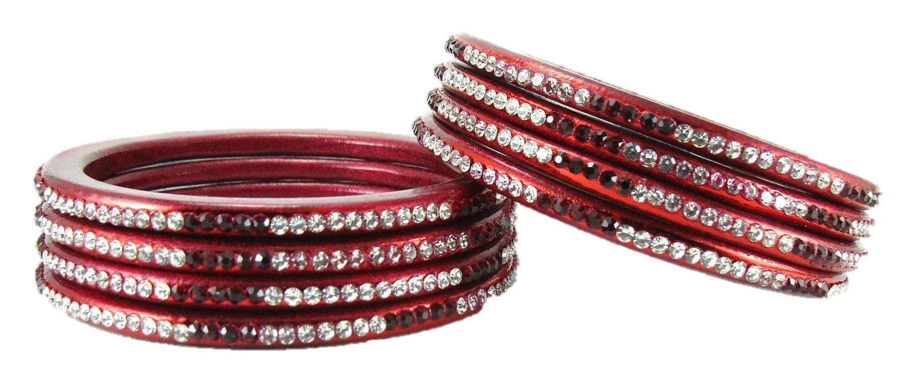 Sukriti Rajasthani Ethnic Maroon Lac Bangles for Women - Set of 8
