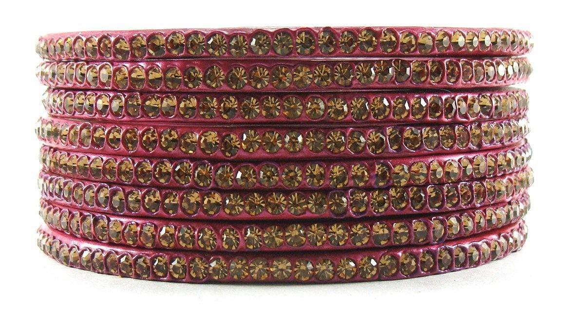 Sukriti Rajasthani Ethnic Mauve Lac Bangles for Women- Set of 8