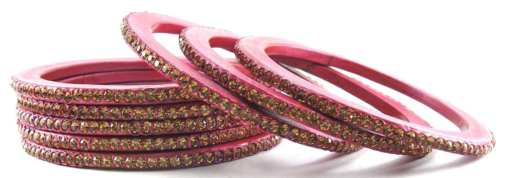 Sukriti Rajasthani Ethnic Mauve Lac Bangles for Women- Set of 8