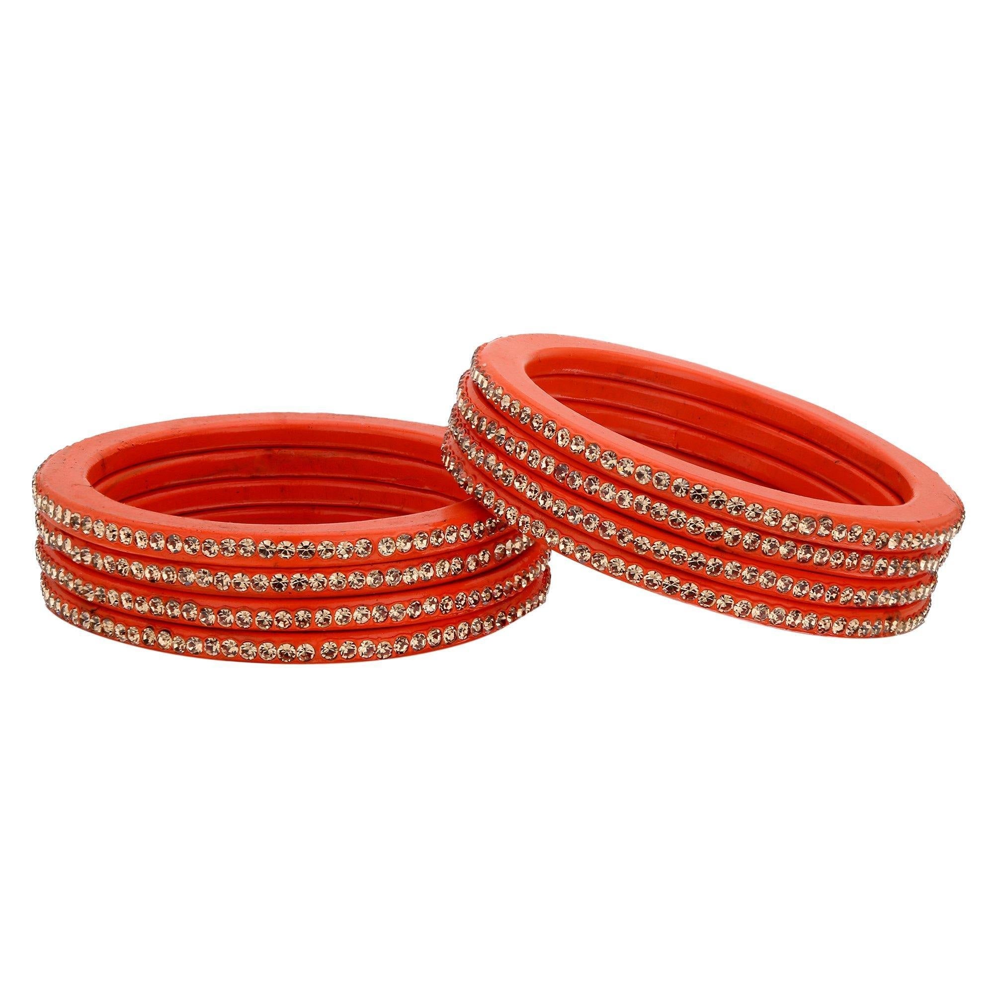 Sukriti Rajasthani Ethnic Orange Lac Bangles for Women - Set of 8