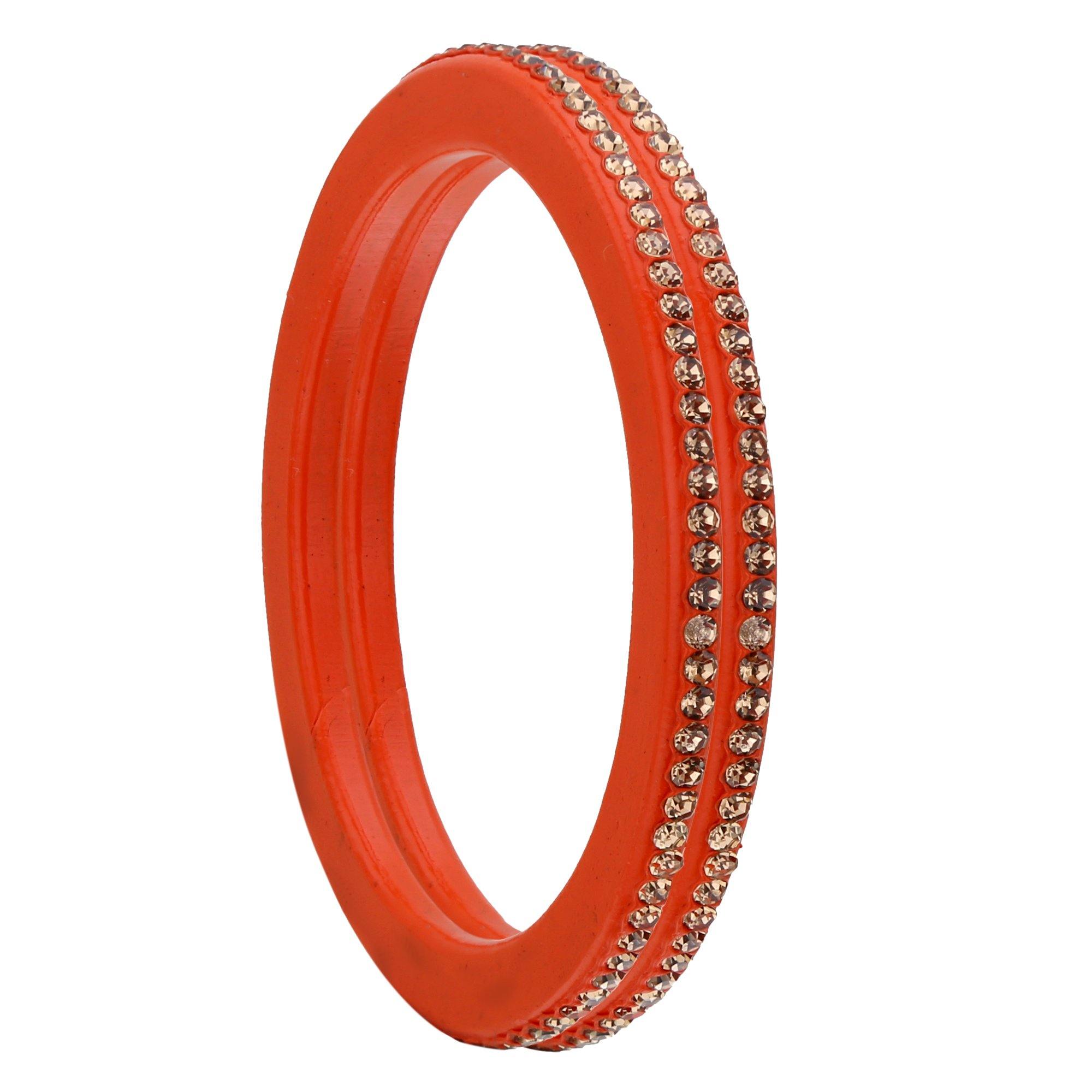 Sukriti Rajasthani Ethnic Orange Lac Bangles for Women - Set of 8