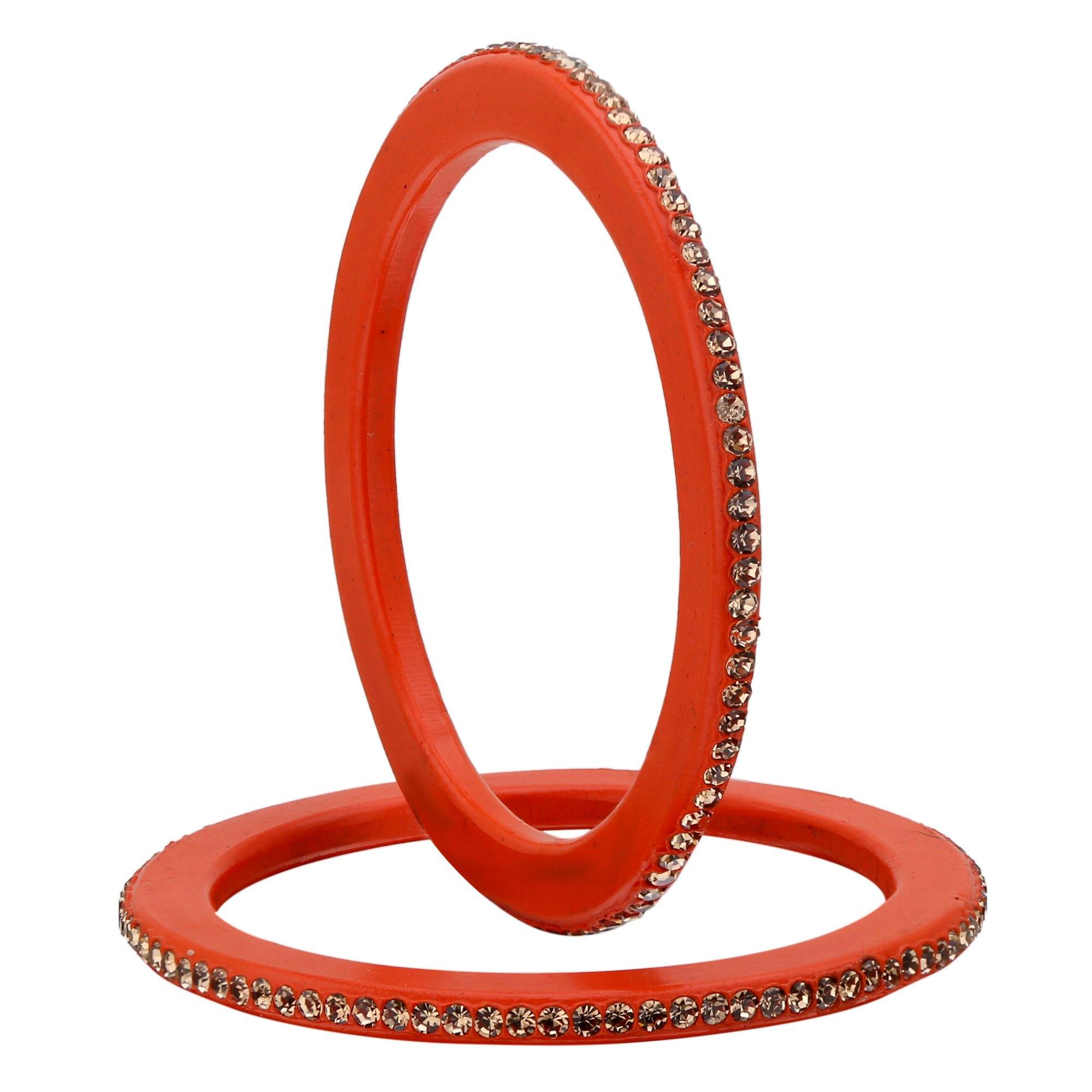 Sukriti Rajasthani Ethnic Orange Lac Bangles for Women - Set of 8