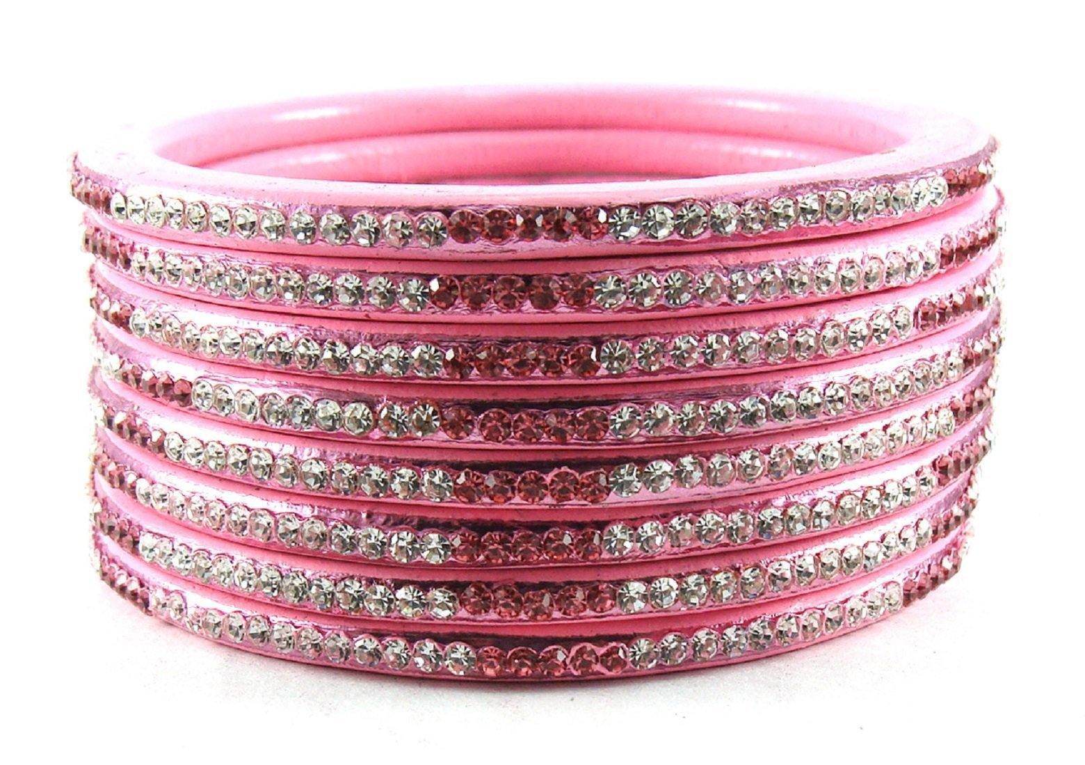 Sukriti Rajasthani Ethnic Pink Lac Bangles for Women - Set of 8