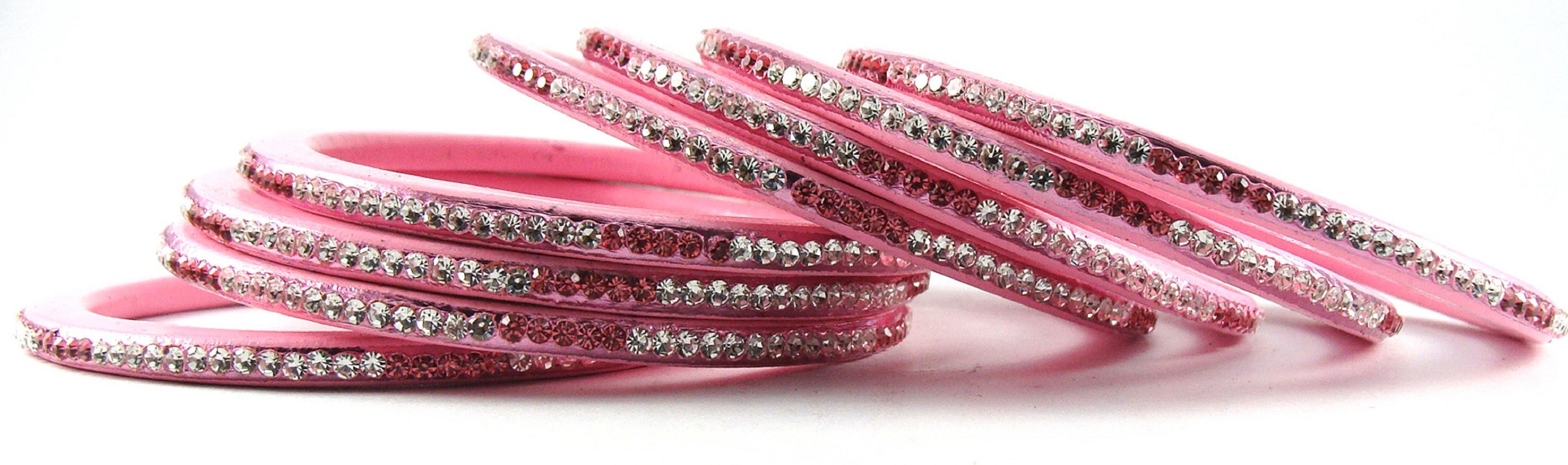 Sukriti Rajasthani Ethnic Pink Lac Bangles for Women - Set of 8