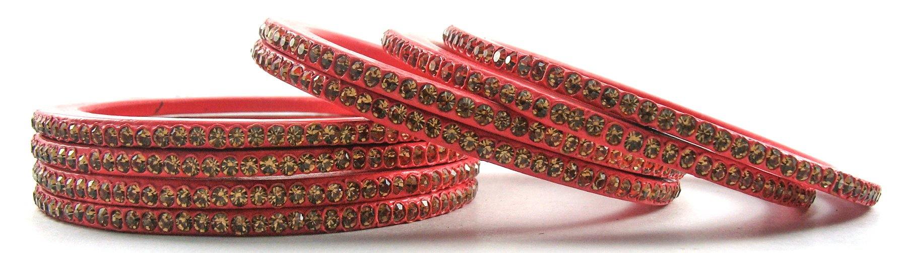Sukriti Rajasthani Ethnic Pink Lac Bangles for Women - Set of 8