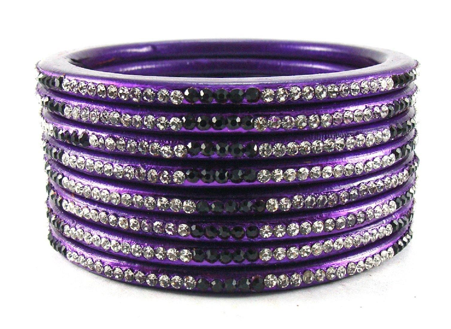 Sukriti Rajasthani Ethnic Purple Lac Bangles for Women - Set of 8