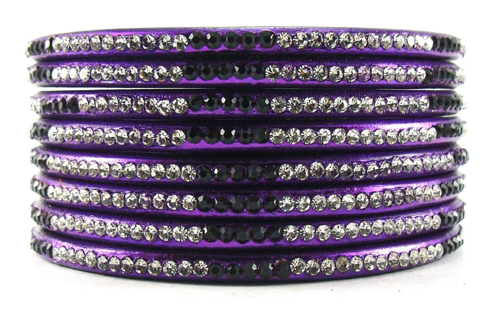 Sukriti Rajasthani Ethnic Purple Lac Bangles for Women - Set of 8
