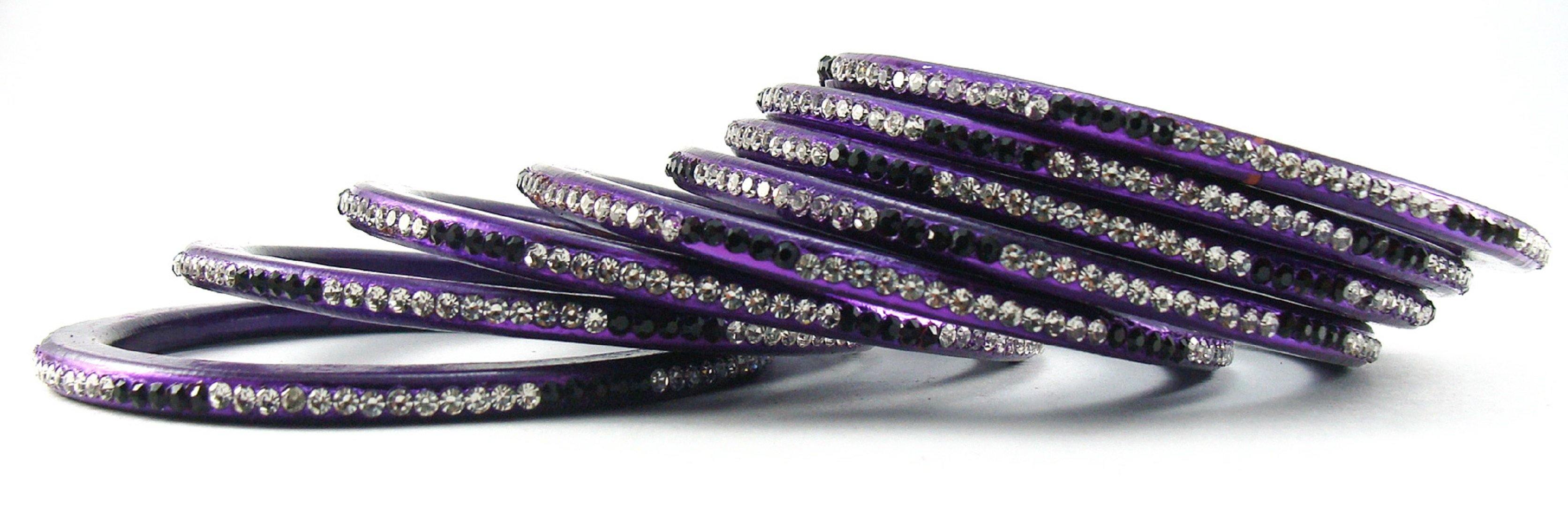 Sukriti Rajasthani Ethnic Purple Lac Bangles for Women - Set of 8