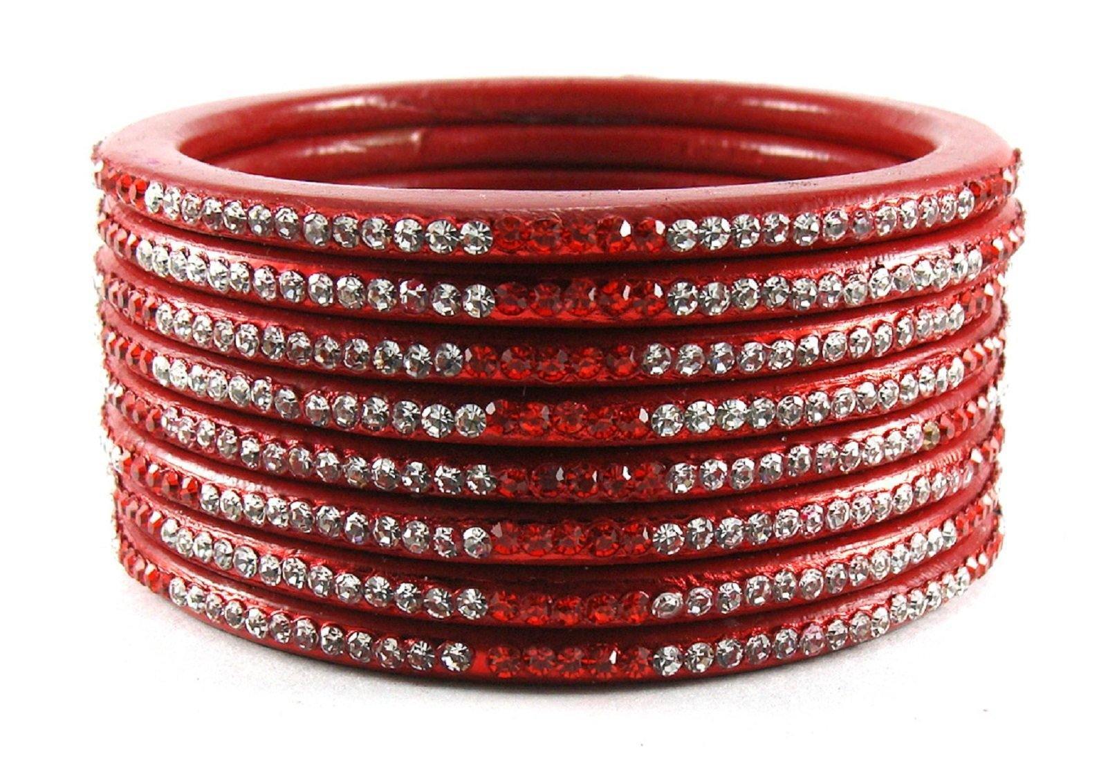 Sukriti Rajasthani Ethnic Red Lac Bangles for Women - Set of 8