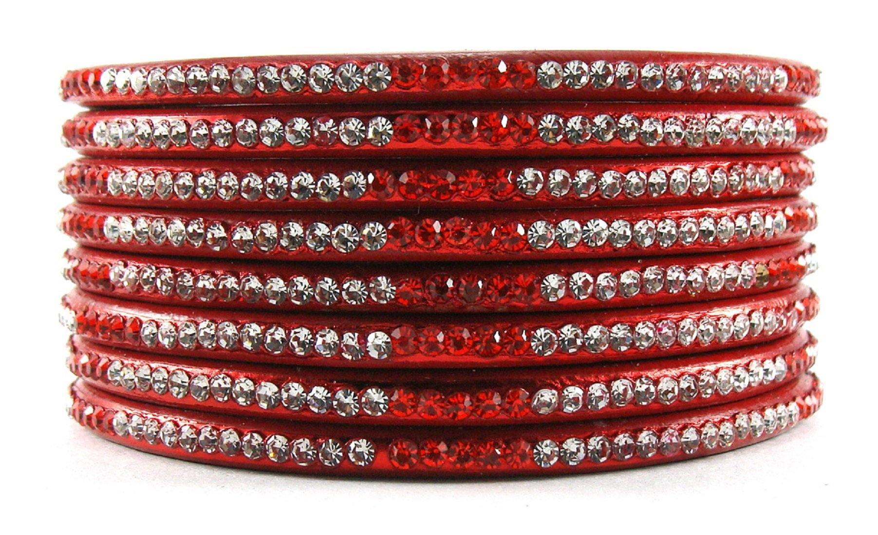 Sukriti Rajasthani Ethnic Red Lac Bangles for Women - Set of 8