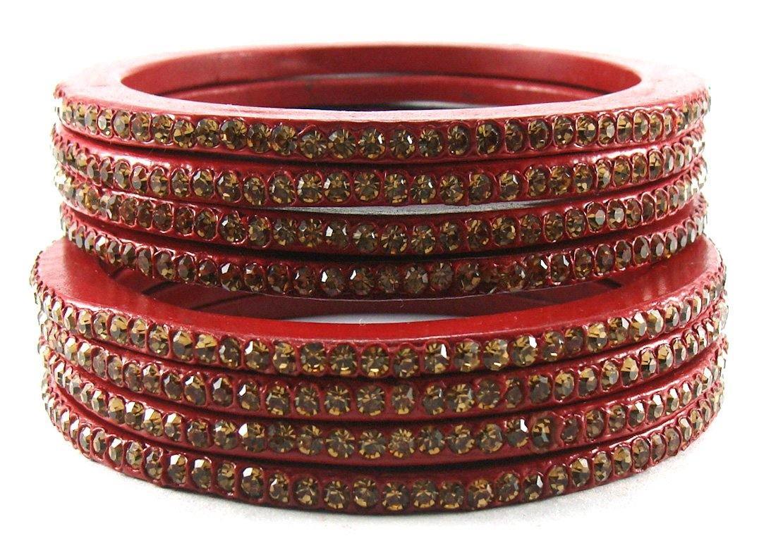 Sukriti Rajasthani Ethnic Red Lac Bangles for Women- Set of 8