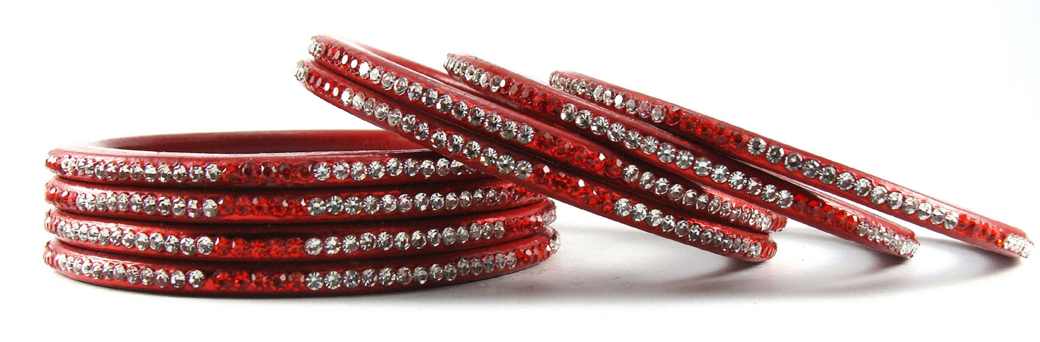 Sukriti Rajasthani Ethnic Red Lac Bangles for Women - Set of 8