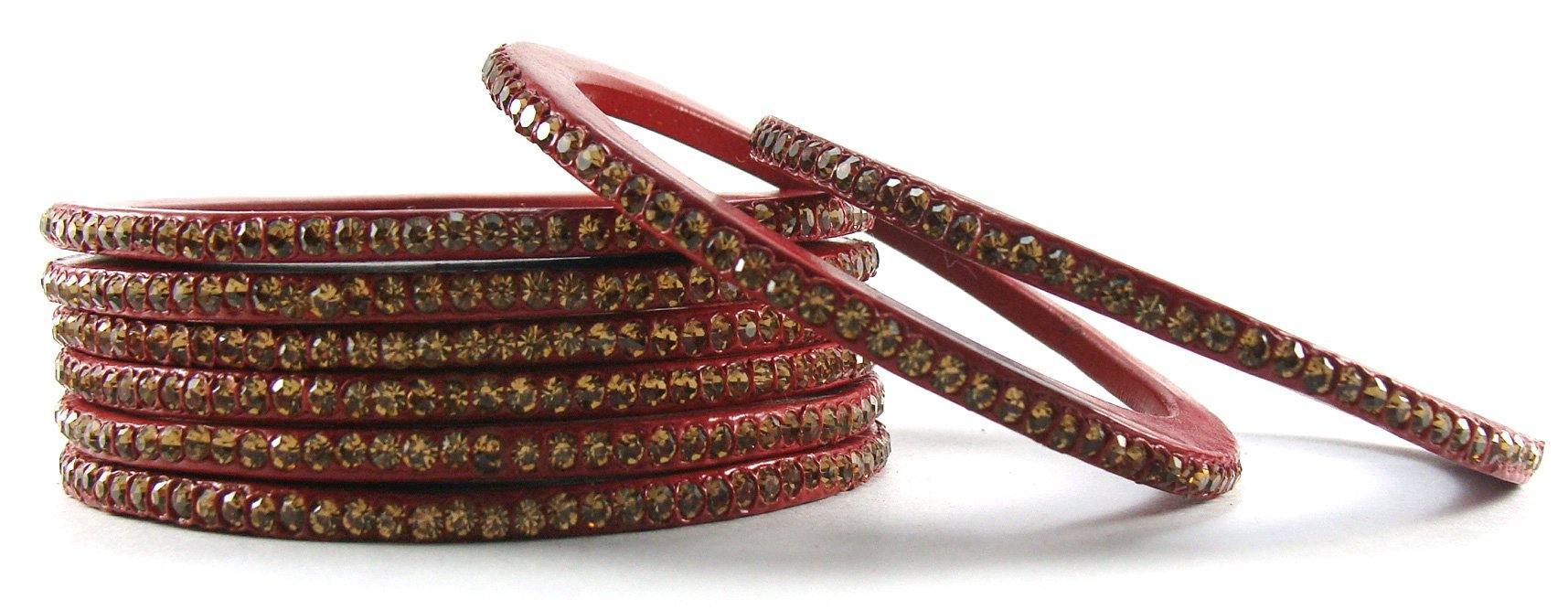 Sukriti Rajasthani Ethnic Red Lac Bangles for Women- Set of 8