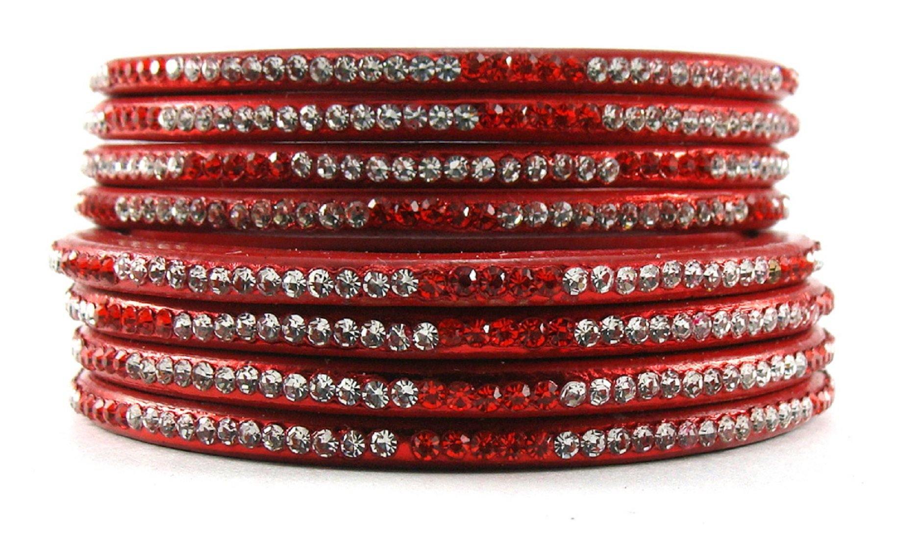 Sukriti Rajasthani Ethnic Red Lac Bangles for Women - Set of 8