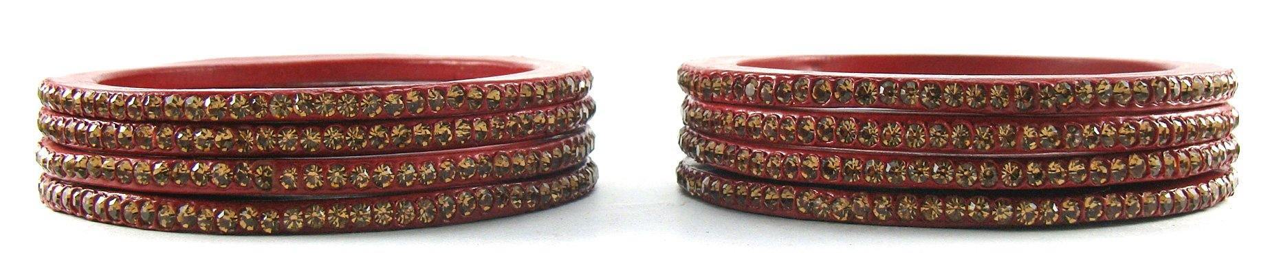 Sukriti Rajasthani Ethnic Red Lac Bangles for Women- Set of 8