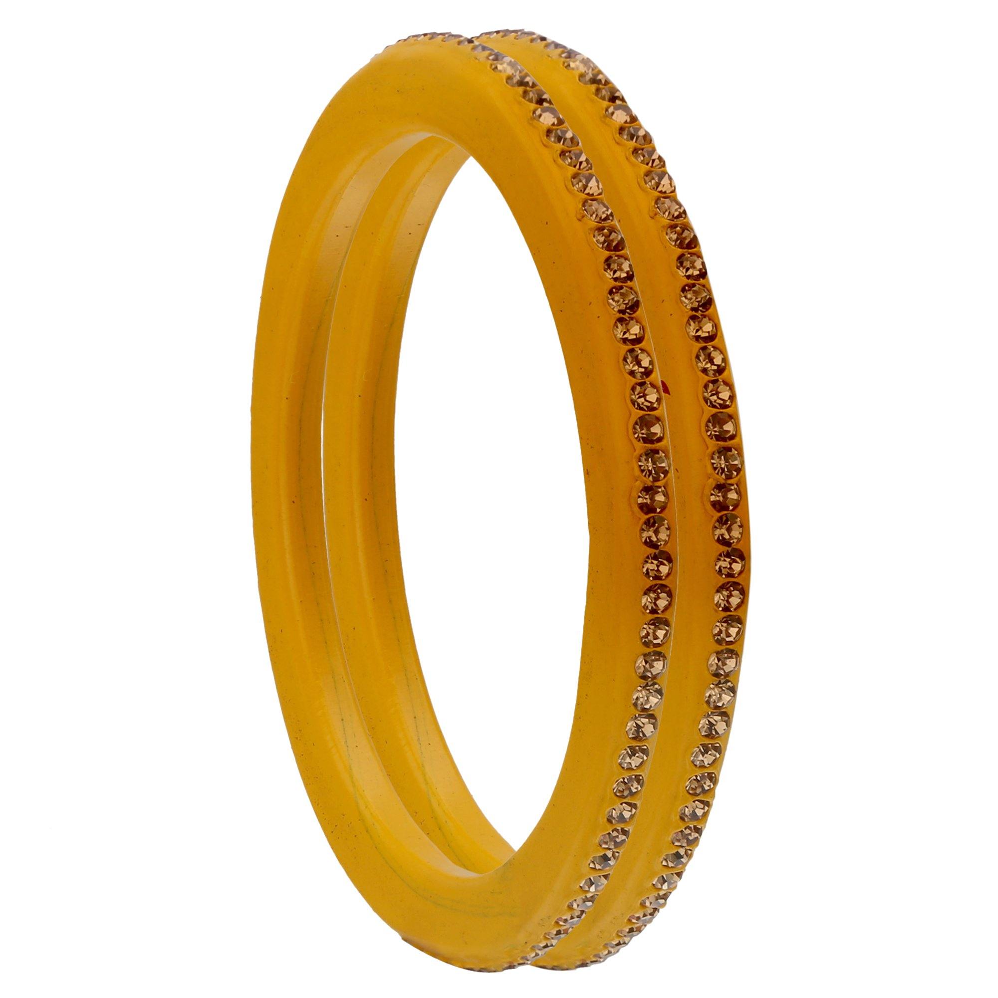 Sukriti Rajasthani Ethnic Yellow Lac Bangles for Women- Set of 8
