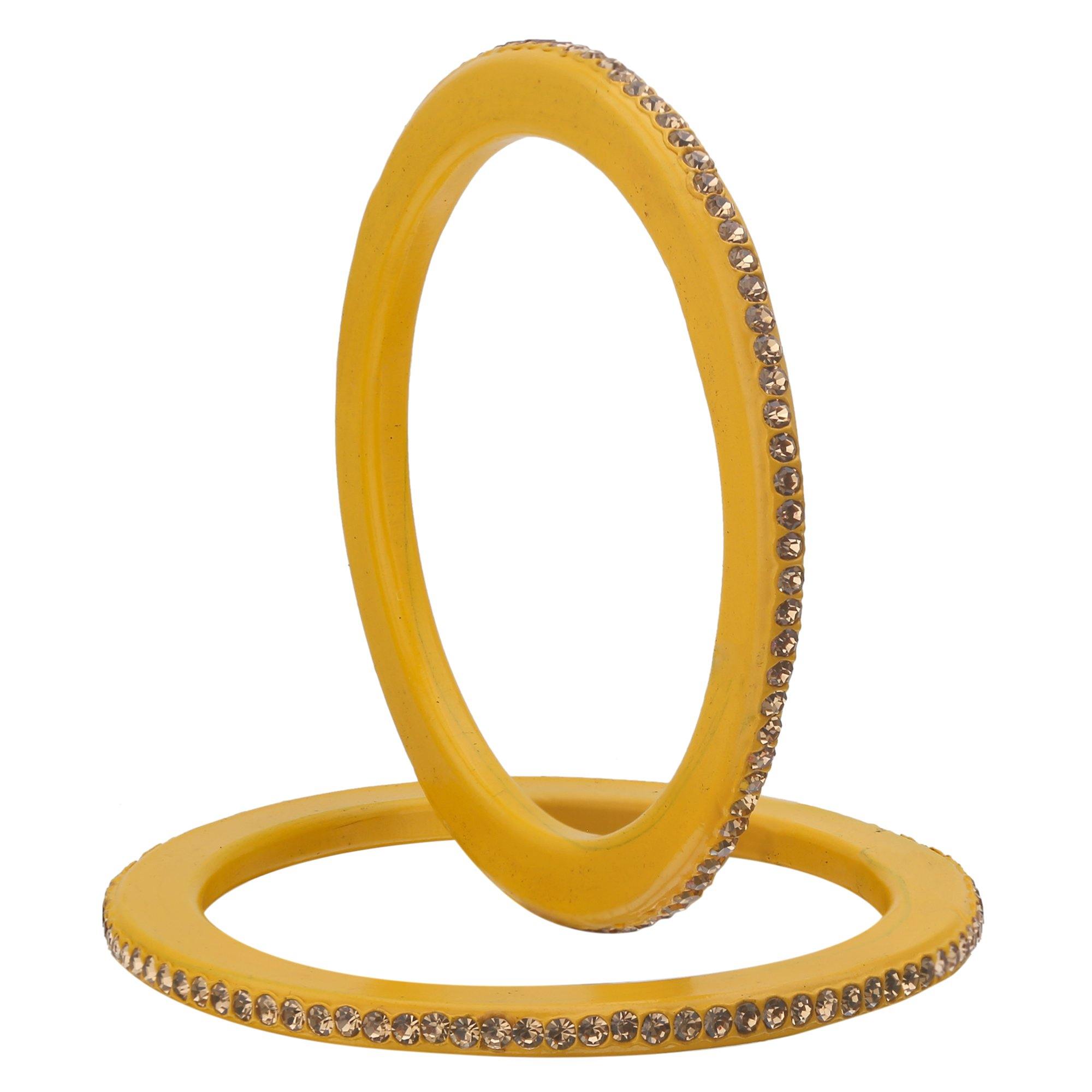 Sukriti Rajasthani Ethnic Yellow Lac Bangles for Women- Set of 8