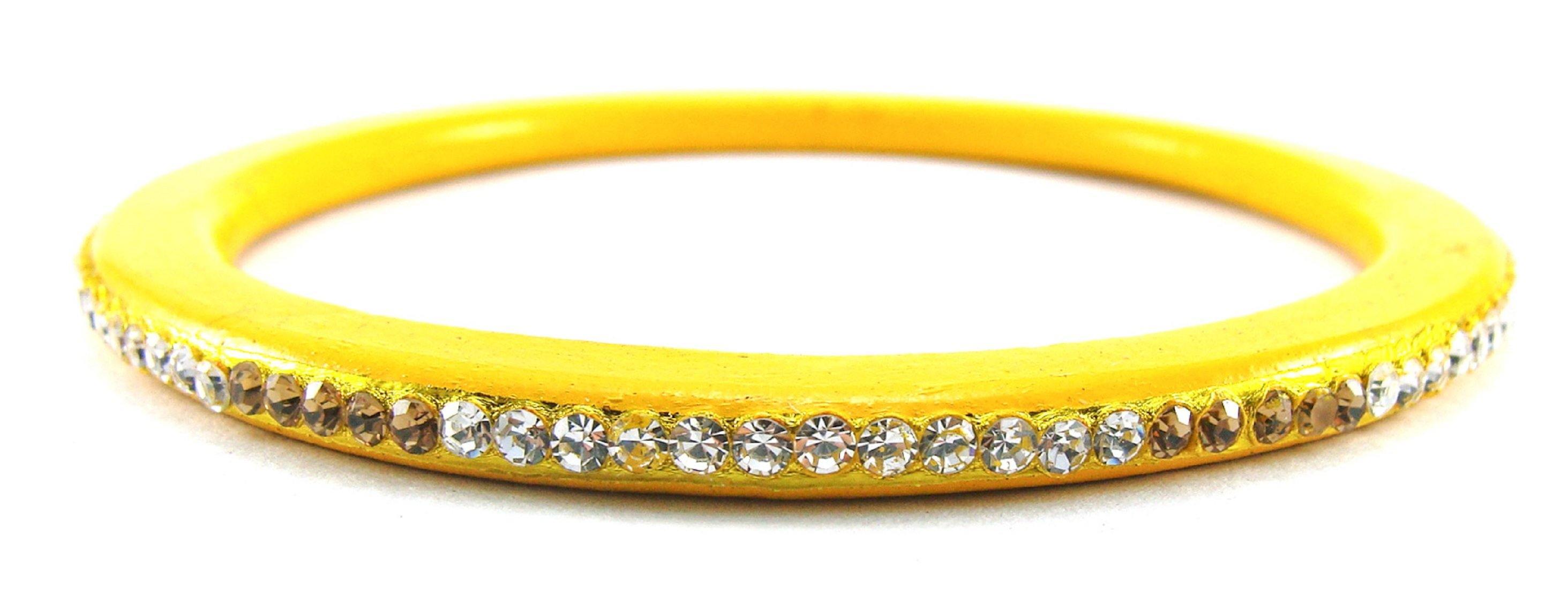 Sukriti Rajasthani Ethnic Yellow Lac Bangles for Women - Set of 8