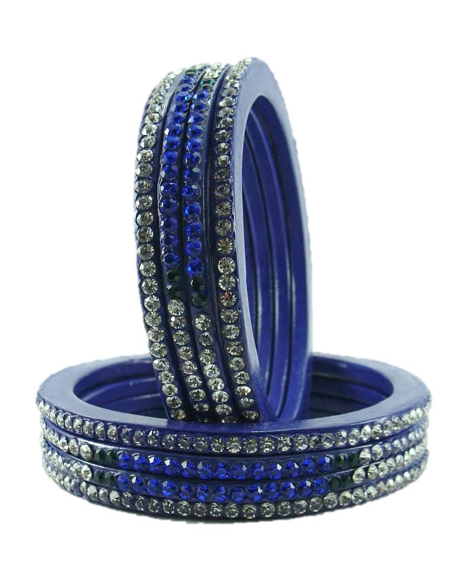Sukriti Rajasthani Festive Blue Lac Bangles for Women - Set of 8