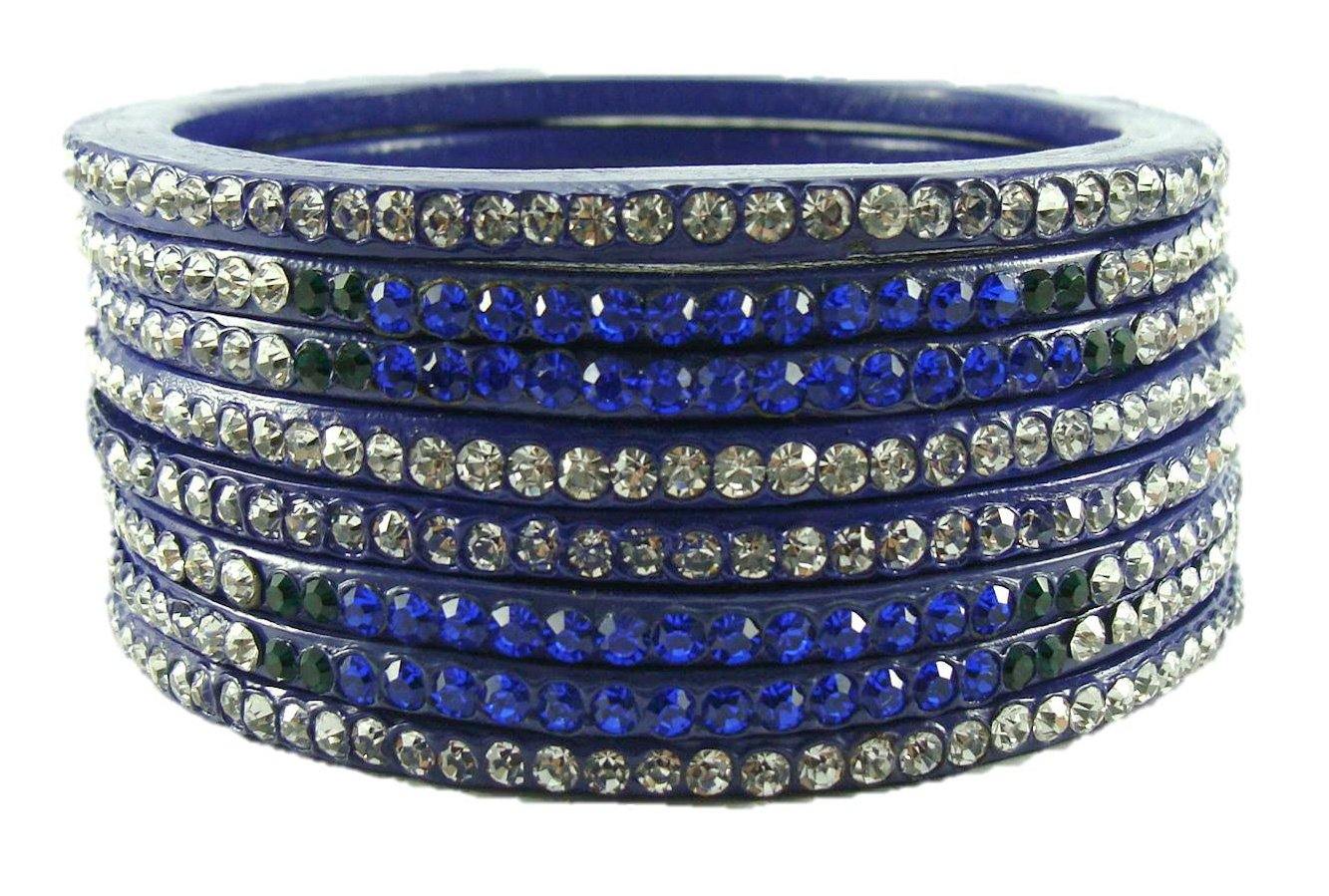 Sukriti Rajasthani Festive Blue Lac Bangles for Women - Set of 8
