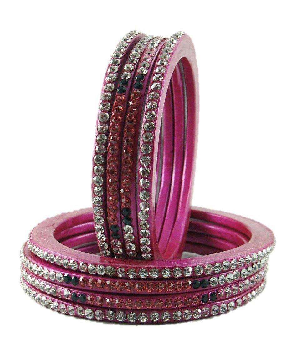 Sukriti Rajasthani Festive Magenta Lac Bangles for Women - Set of 8
