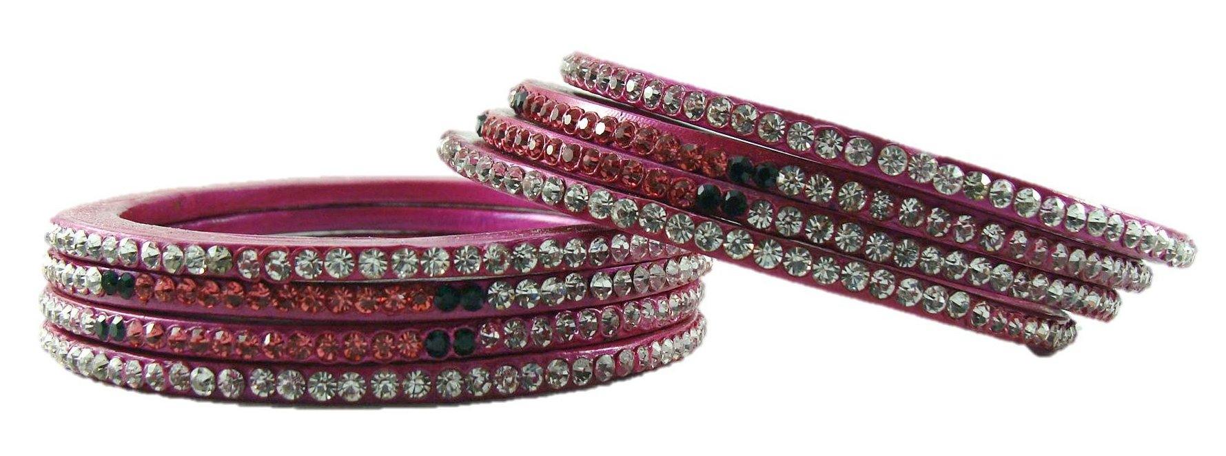Sukriti Rajasthani Festive Magenta Lac Bangles for Women - Set of 8
